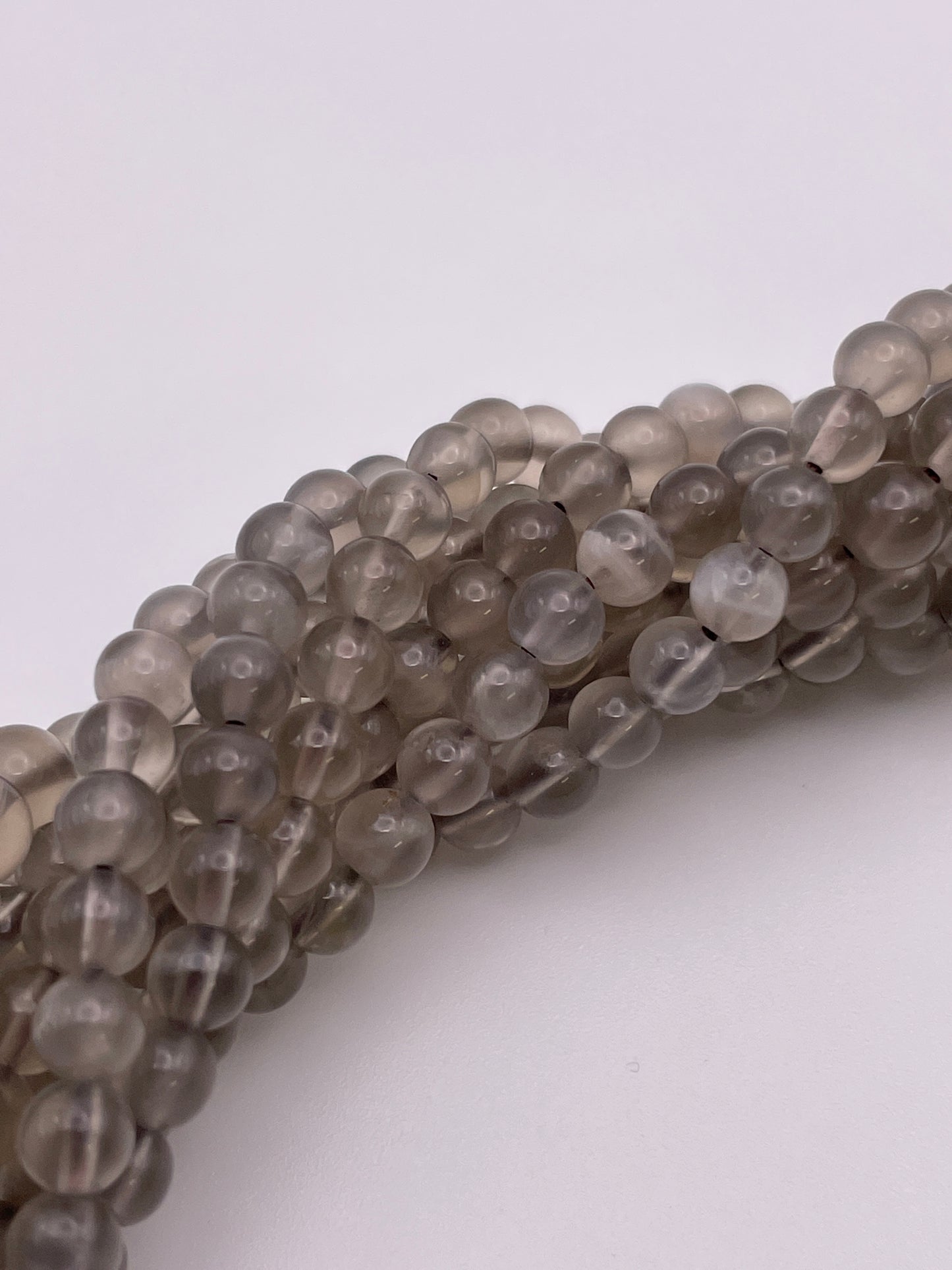 6mm Grey Moonstone Round Bead Strand