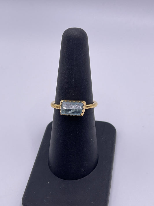 Aquamarine Rough Vermeil Ring Size 7