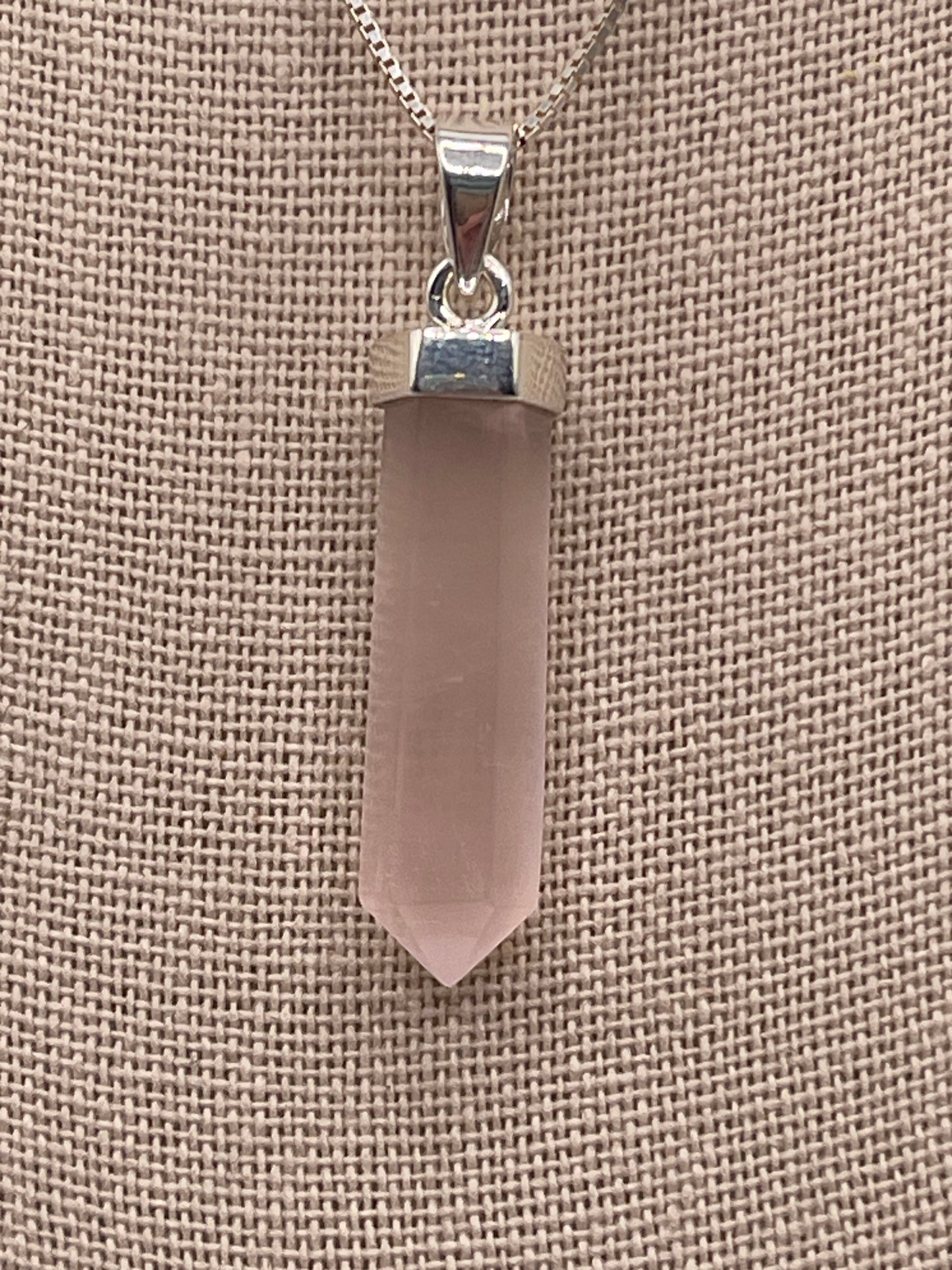 Rose Quartz Point A Sterling Silver Pendant