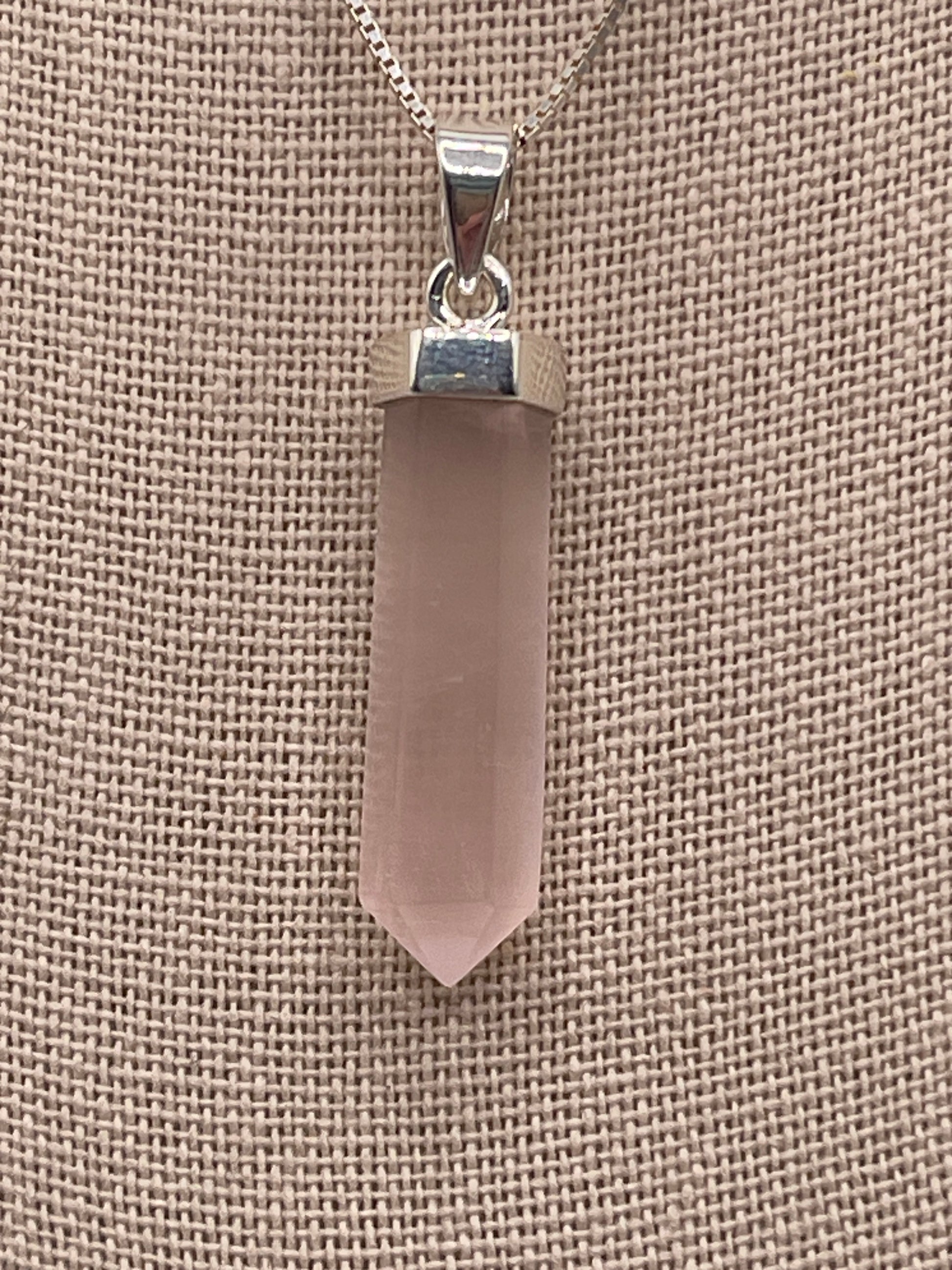 Rose Quartz Point A Sterling Silver Pendant
