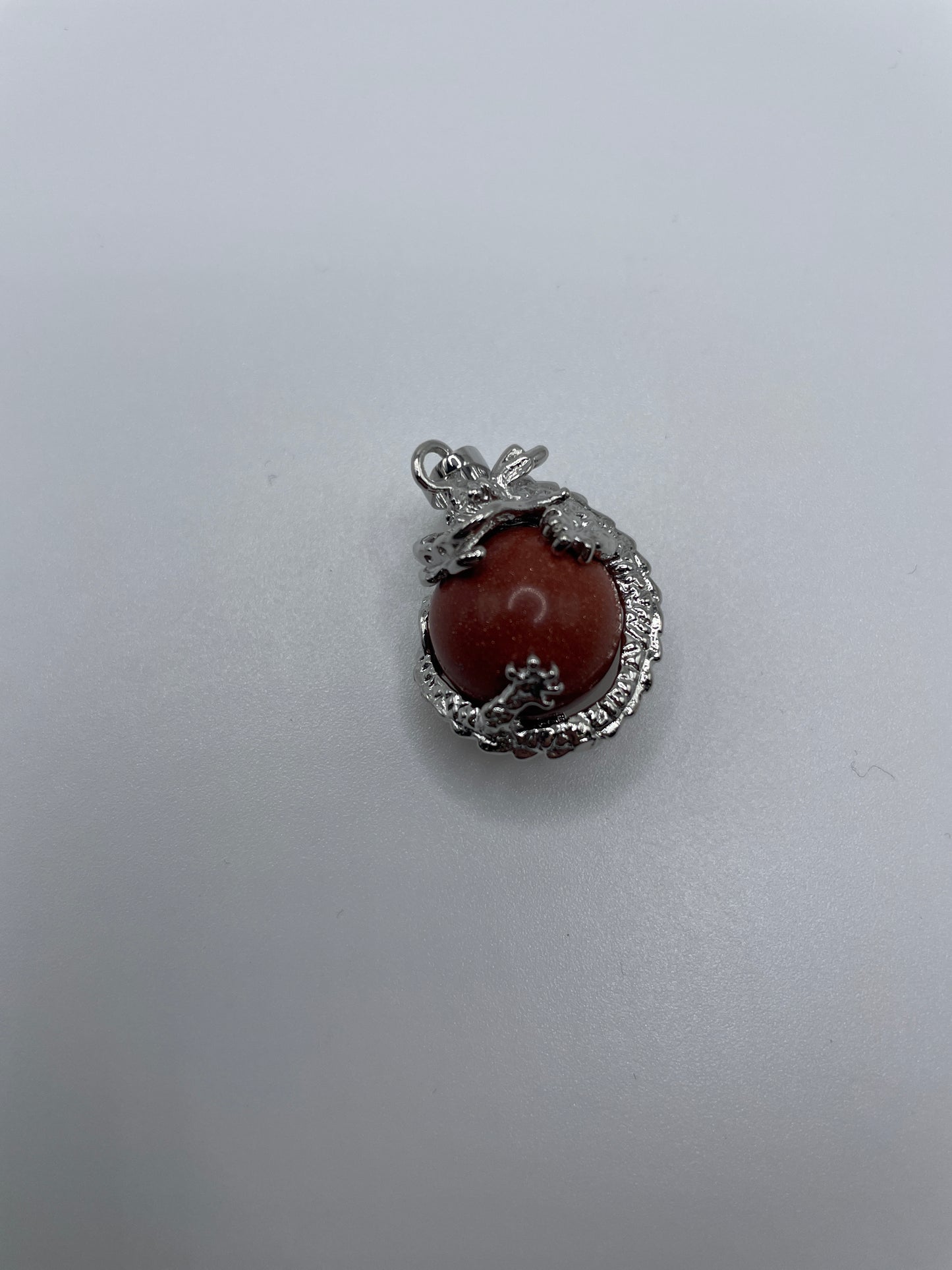 Dragon On Gemstone Sphere Pendant