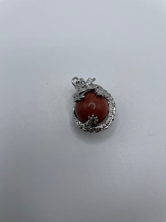 Dragon On Gemstone Sphere Pendant