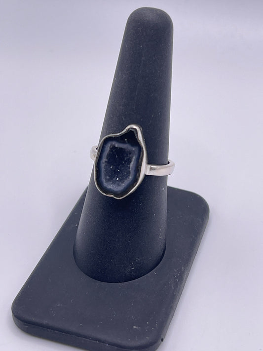 Druzy Geode Sterling Silver Ring Size 8