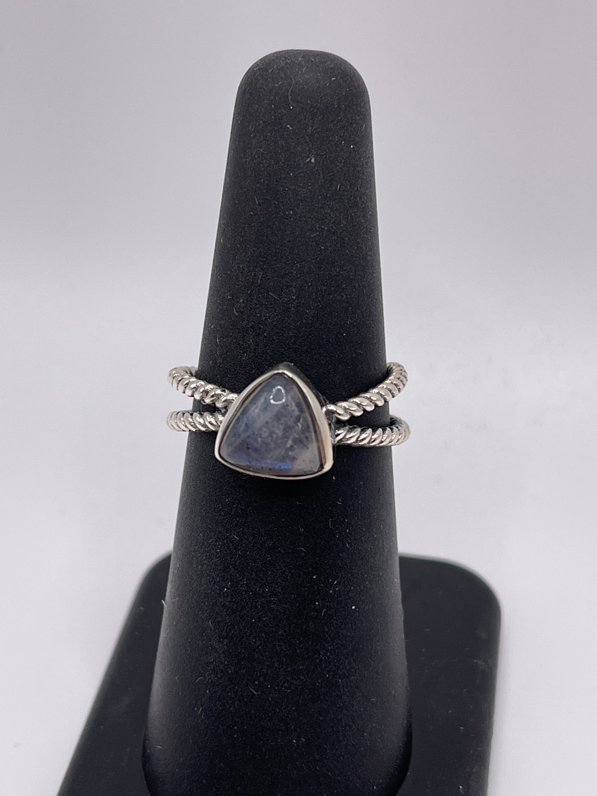 Labradorite Triangle Double Twist Sterling Silver Ring