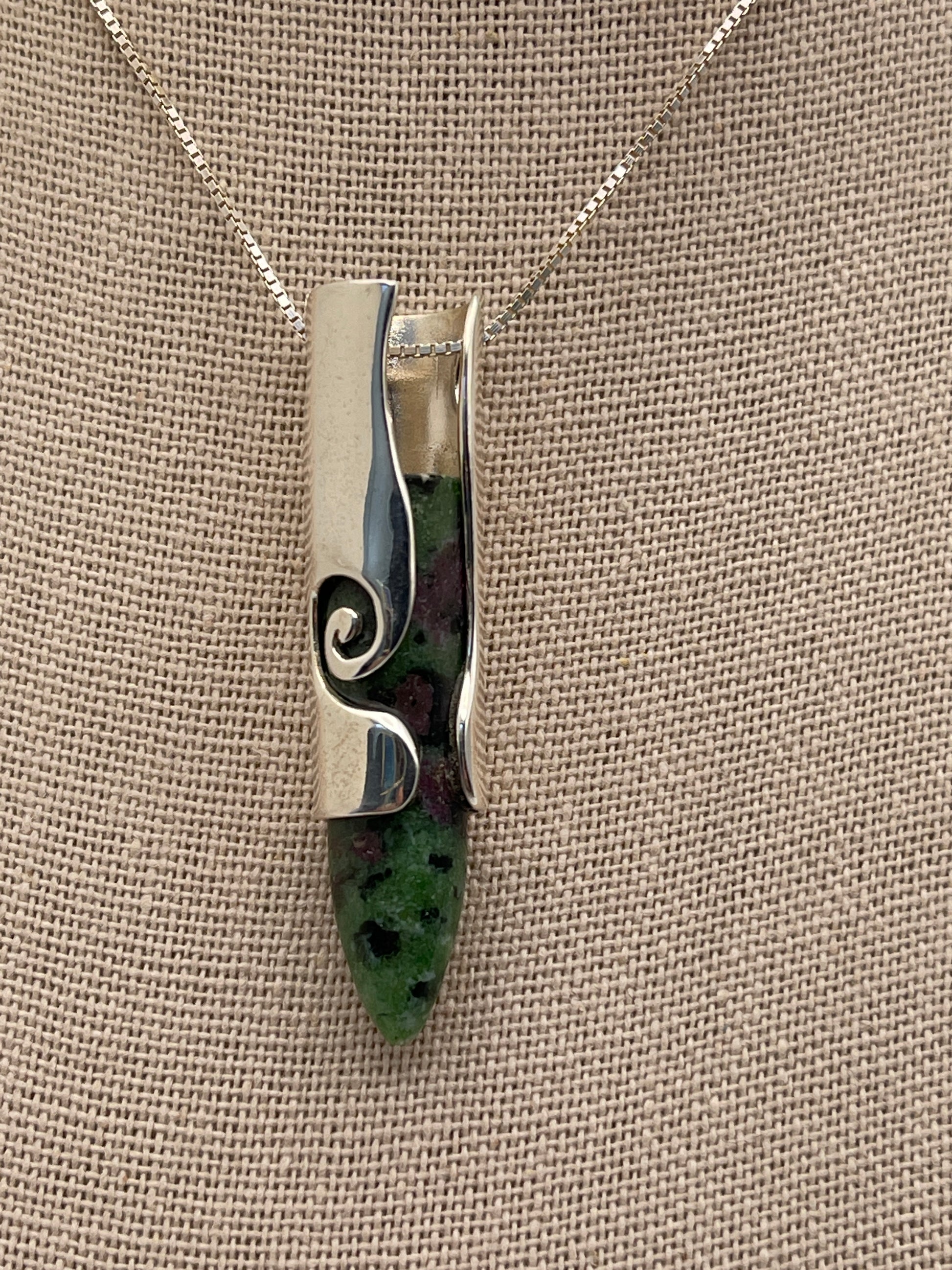 Ruby Zosite Bullet Sterling Silver Pendant