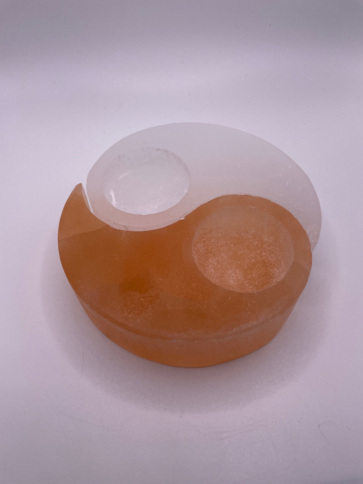 Selenite Yin Yang Candle Holder 4 1/2