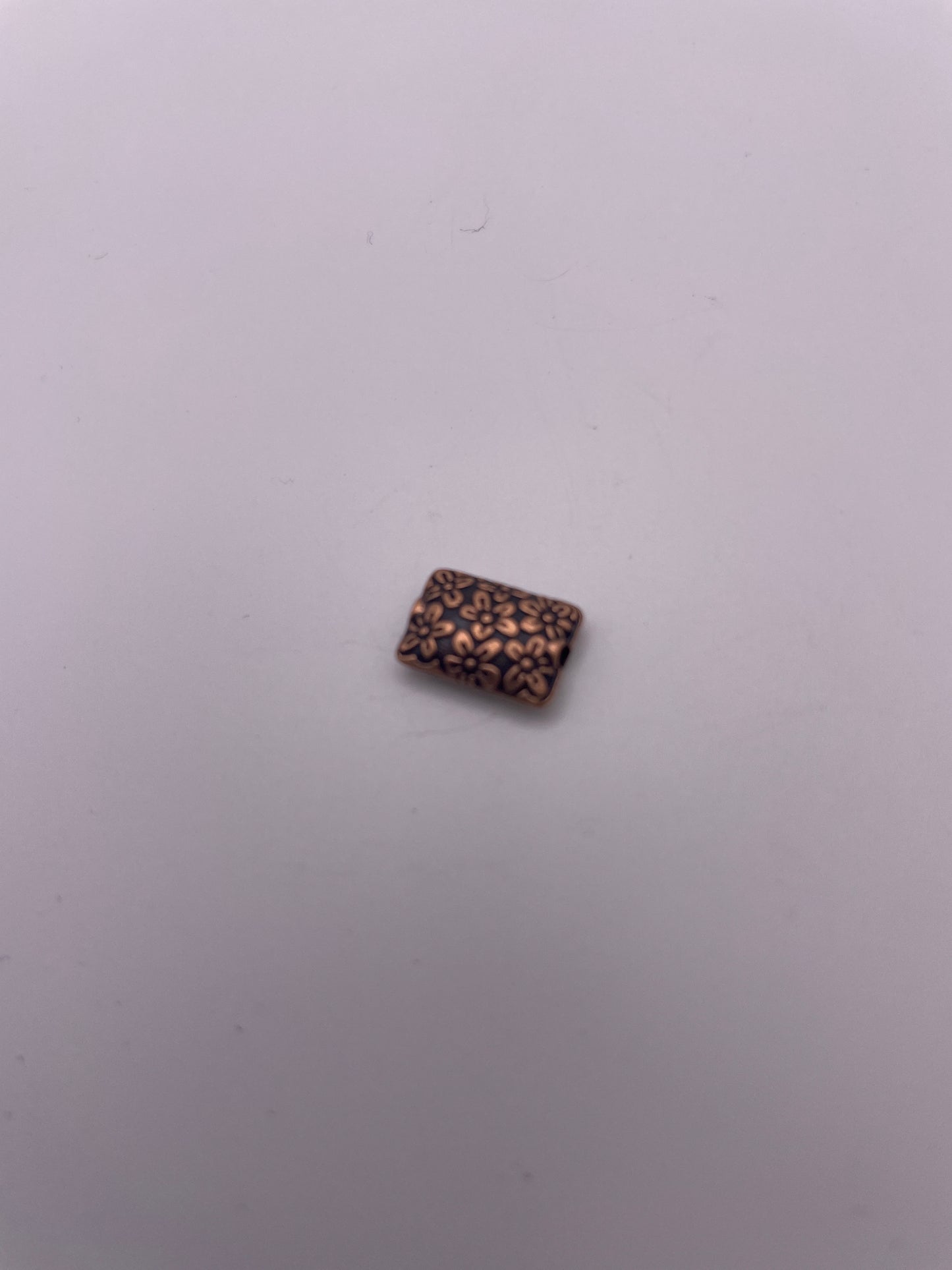 Pewter Rectangle Flower Bead .95