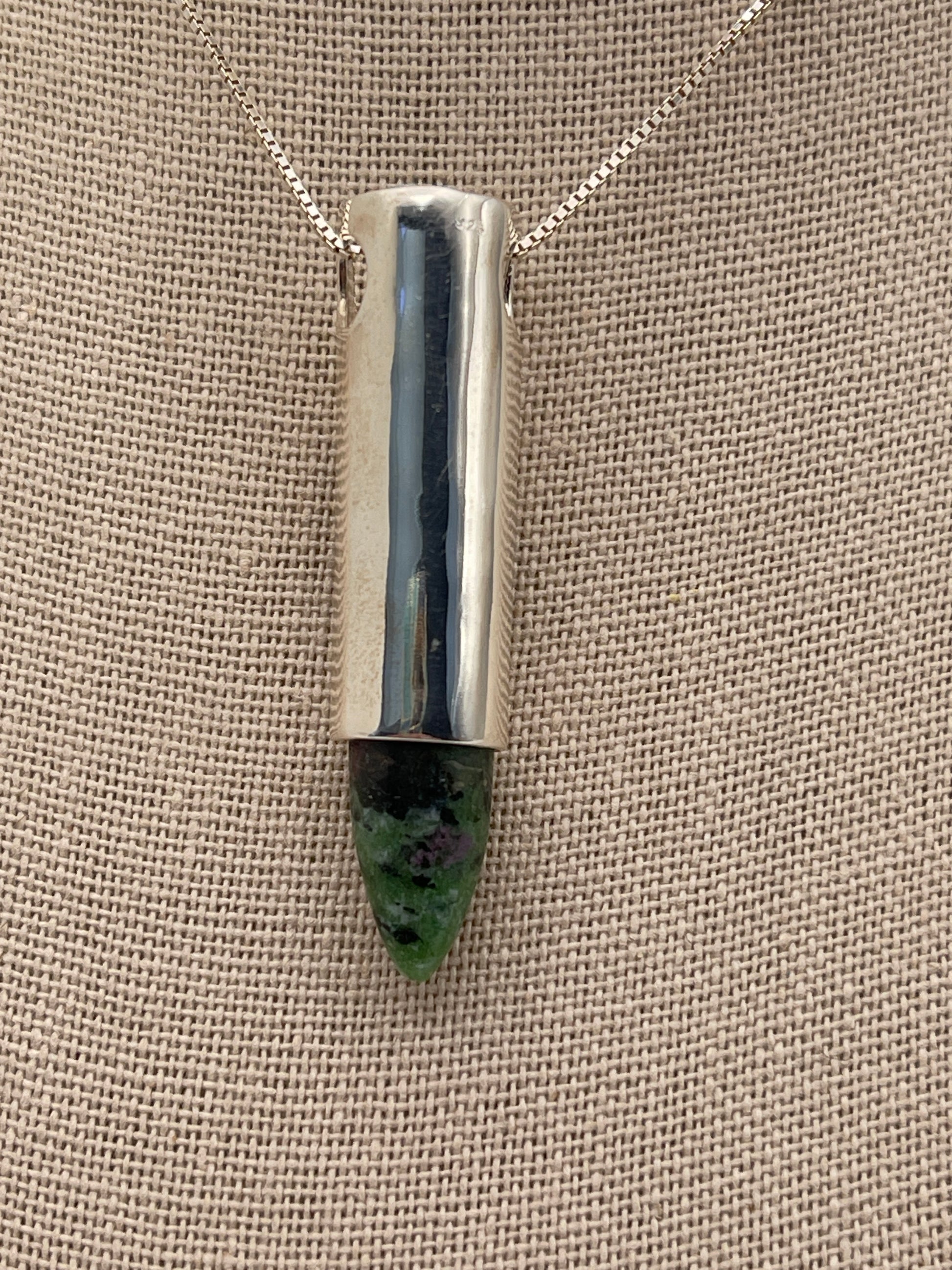 Ruby Zosite Bullet Sterling Silver Pendant