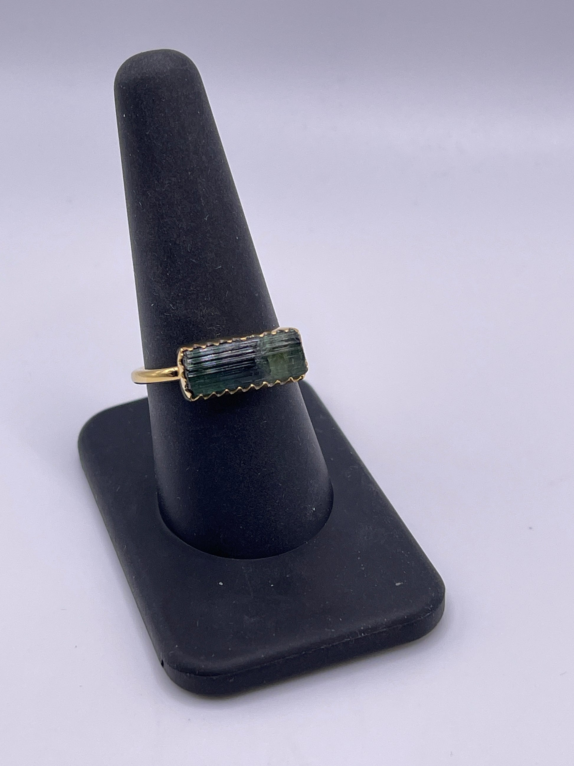 Green Tourmaline Vermeil Ring Size 9