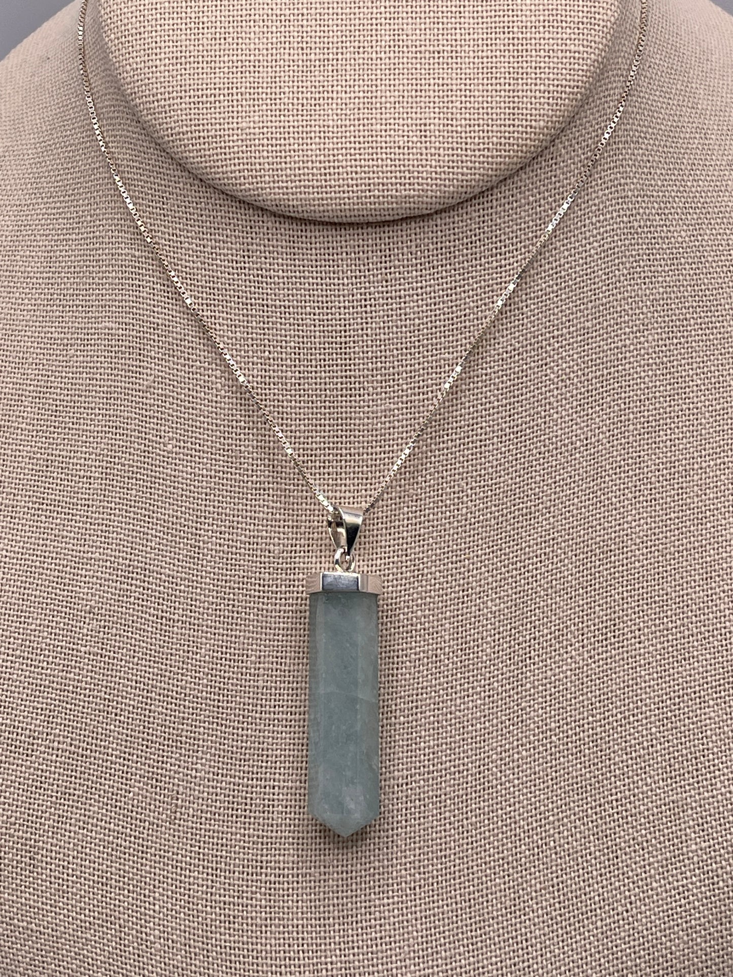 Aquamarine Point Sterling Silver Cap Pendant
