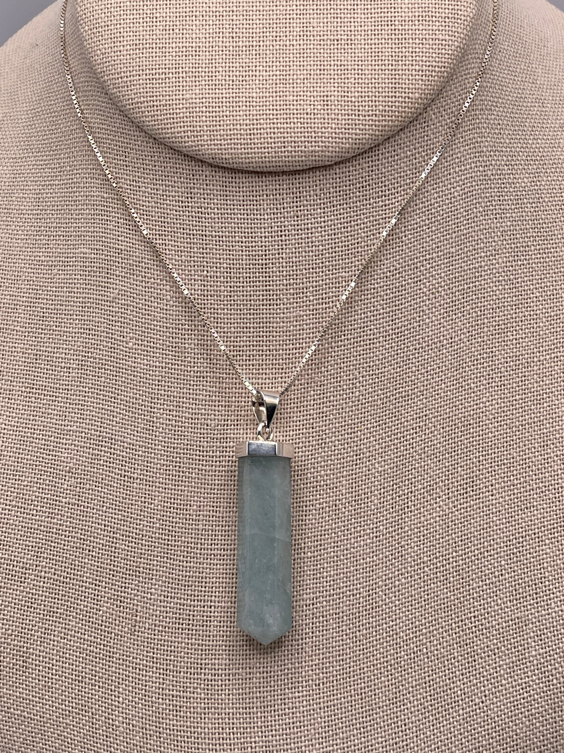 Aquamarine Point Sterling Silver Cap Pendant