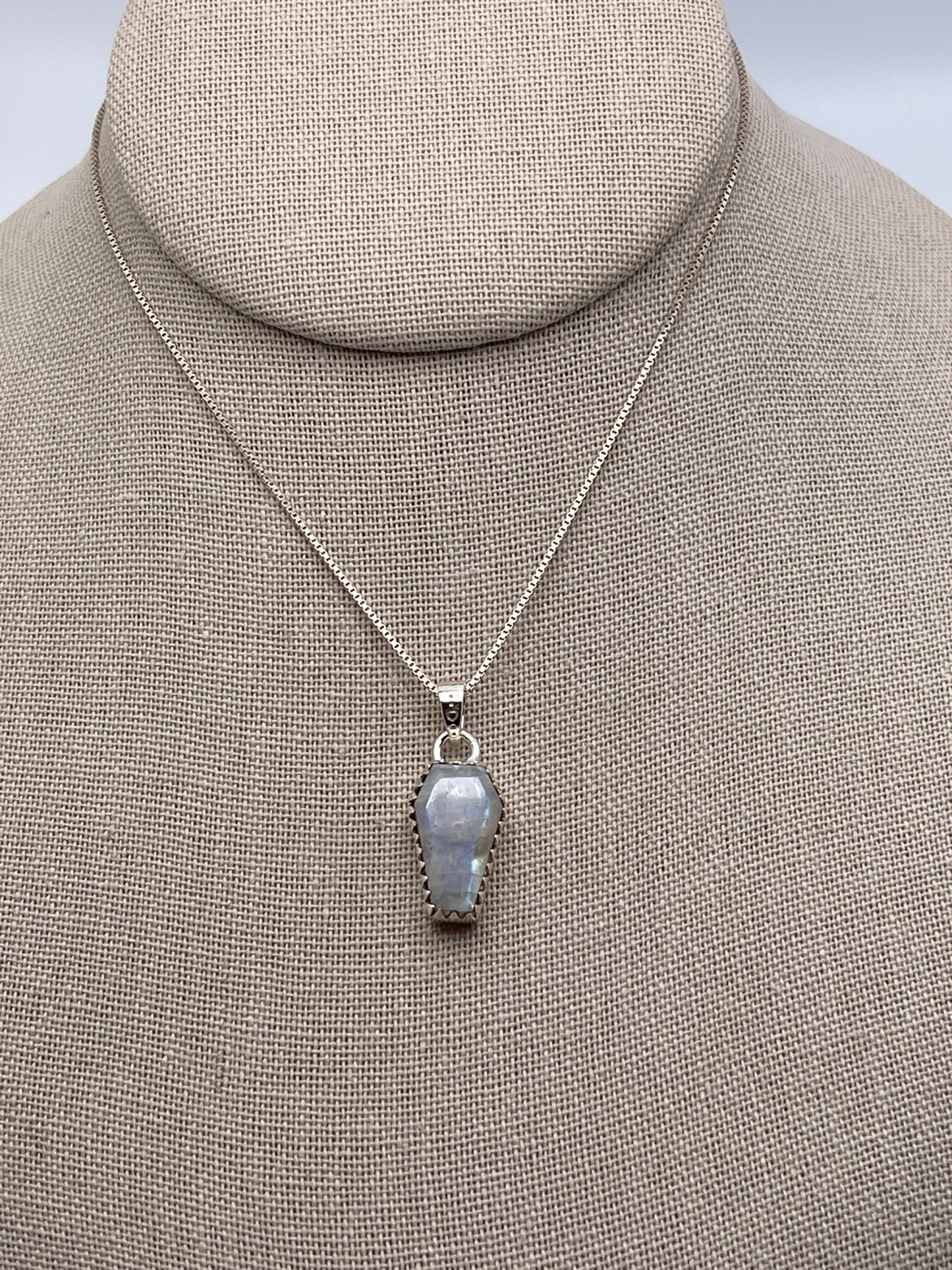 Moonstone Coffin Sterling Silver Pendant