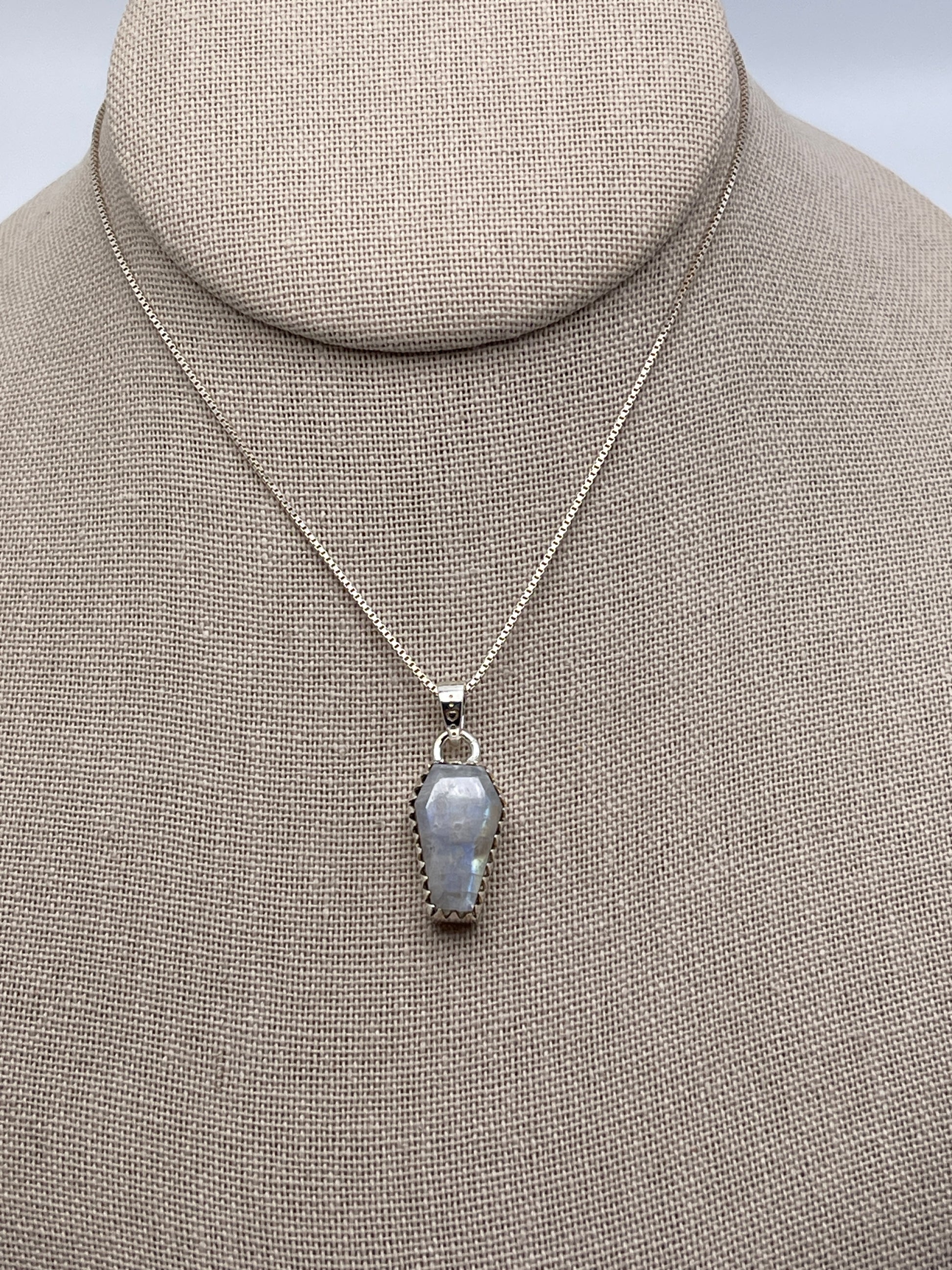 Moonstone Coffin Sterling Silver Pendant