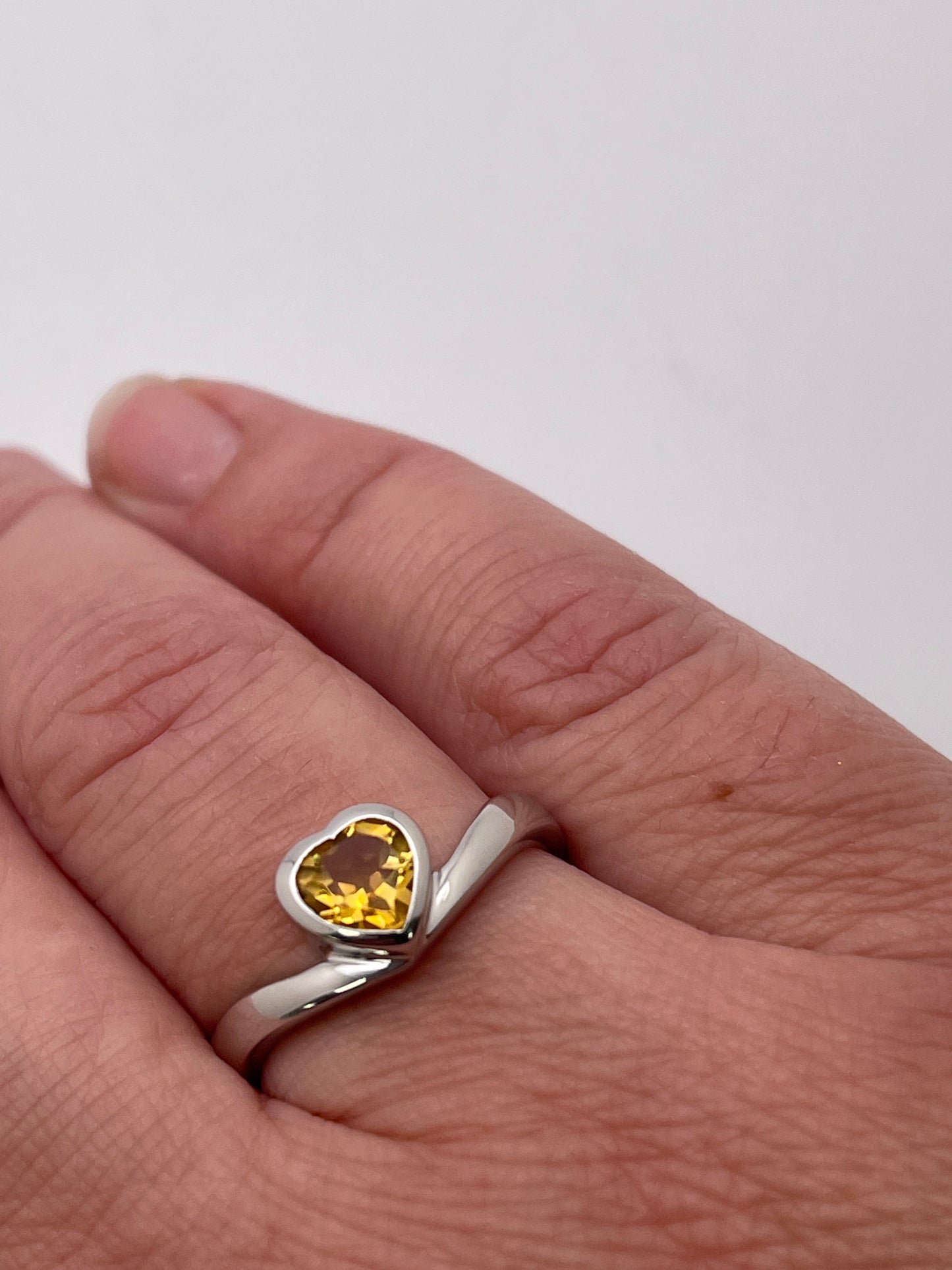 Citrine Heart Sterling Silver Ring