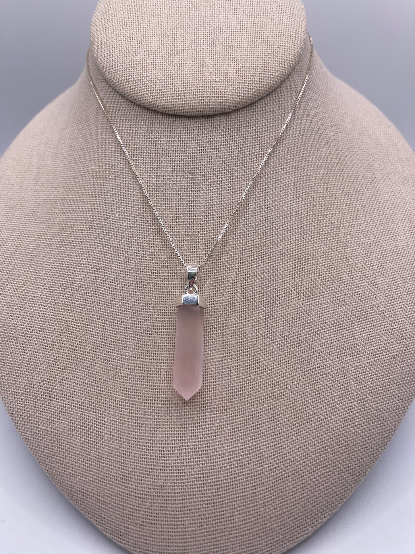 Rose Quartz Point A Sterling Silver Pendant