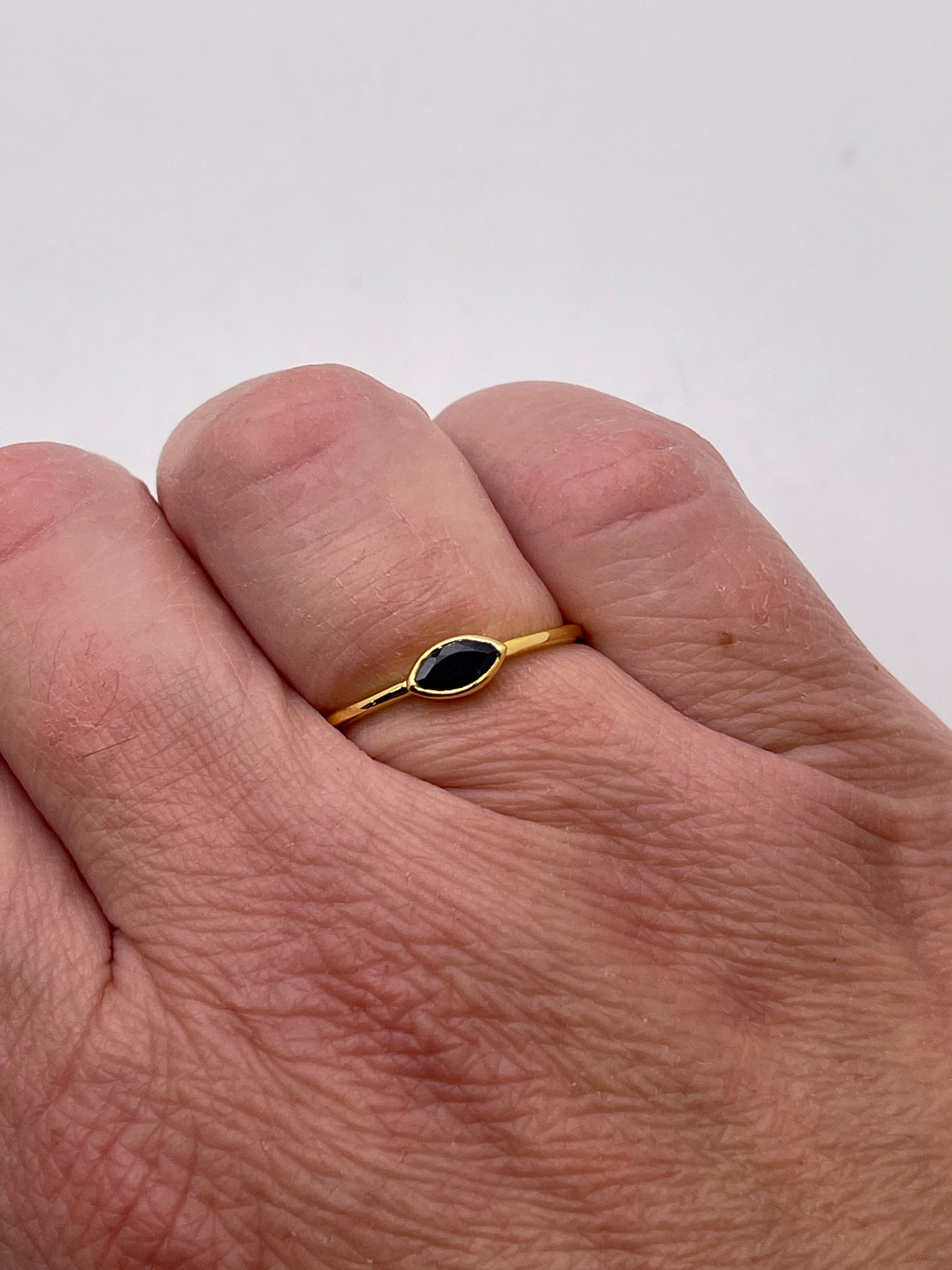 Blue Sapphire Eye Vermeil Ring