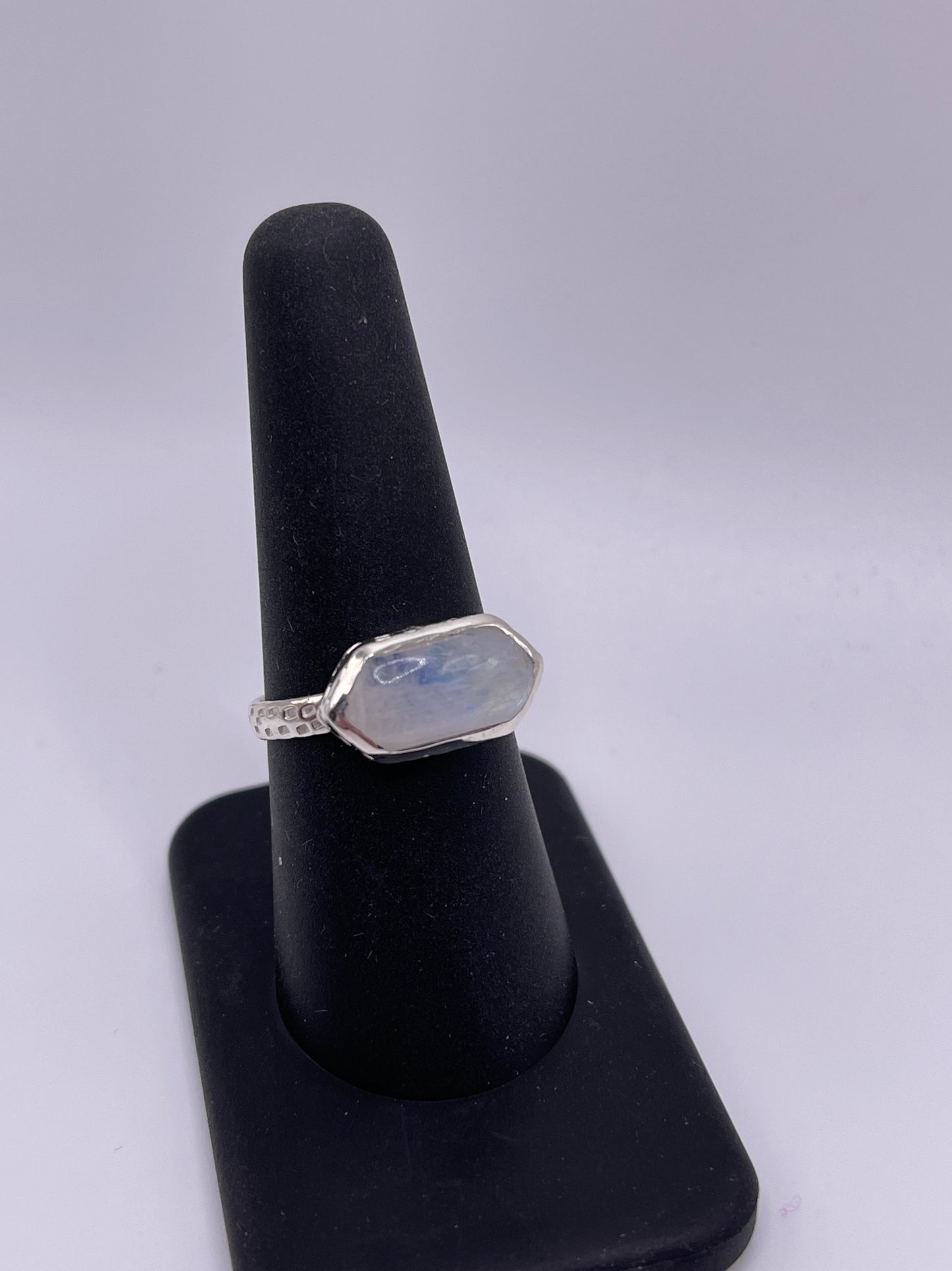 Moonstone Double Terminated Bezel Sterling Silver Ring