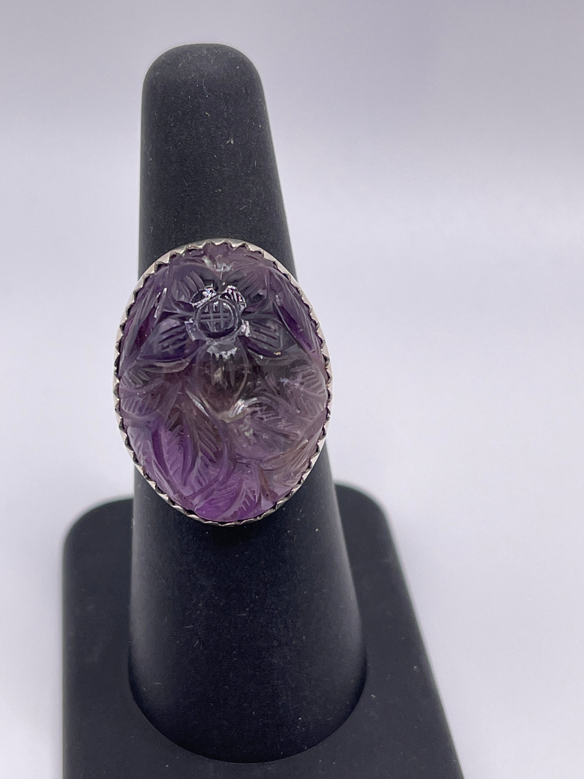 Ametrine Carved Flower Sterling Silver Ring size 7