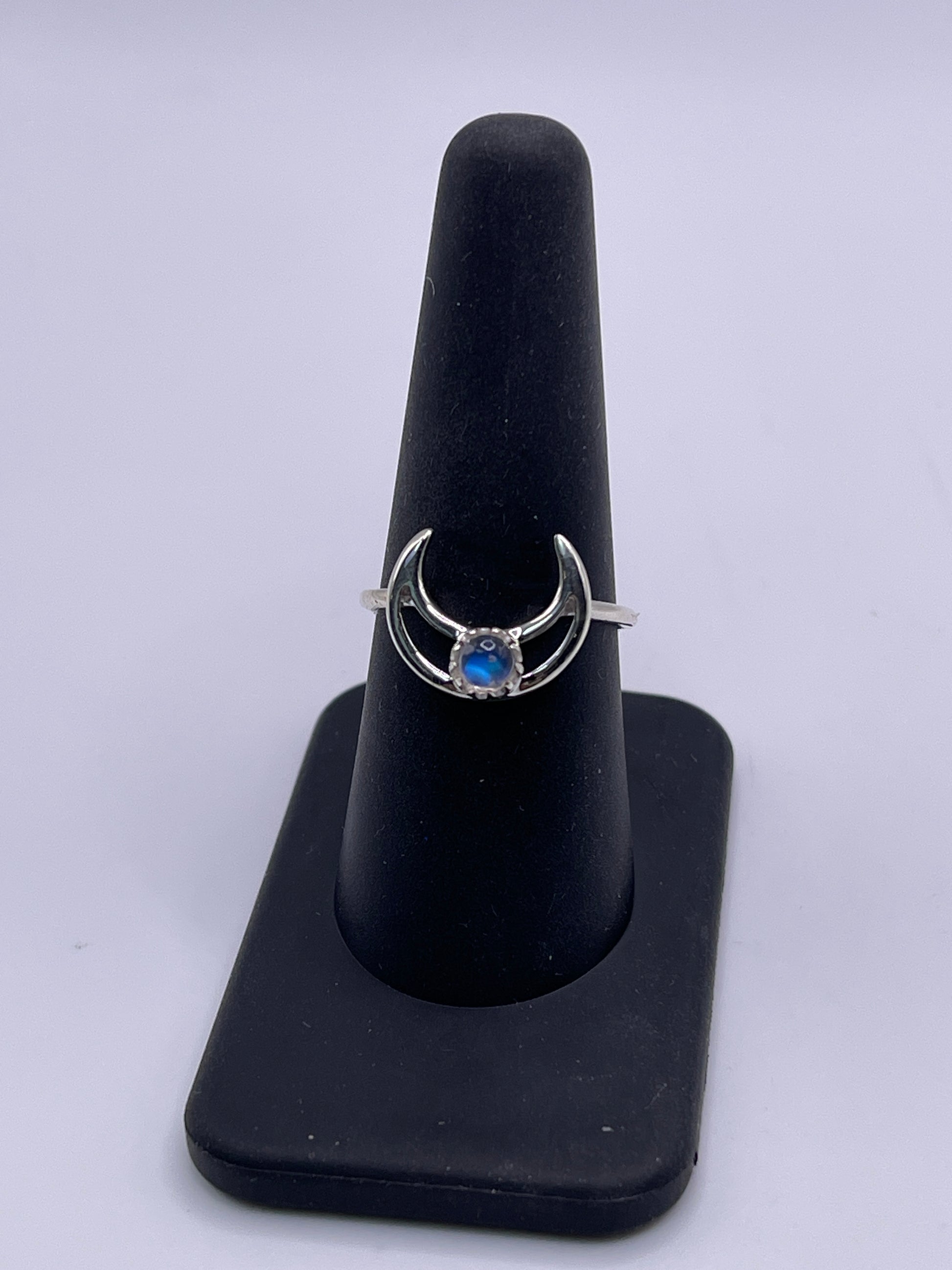 Moonstone Moon Sterling Silver Ring Size 8