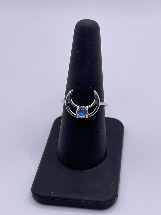 Moonstone Moon Sterling Silver Ring Size 8