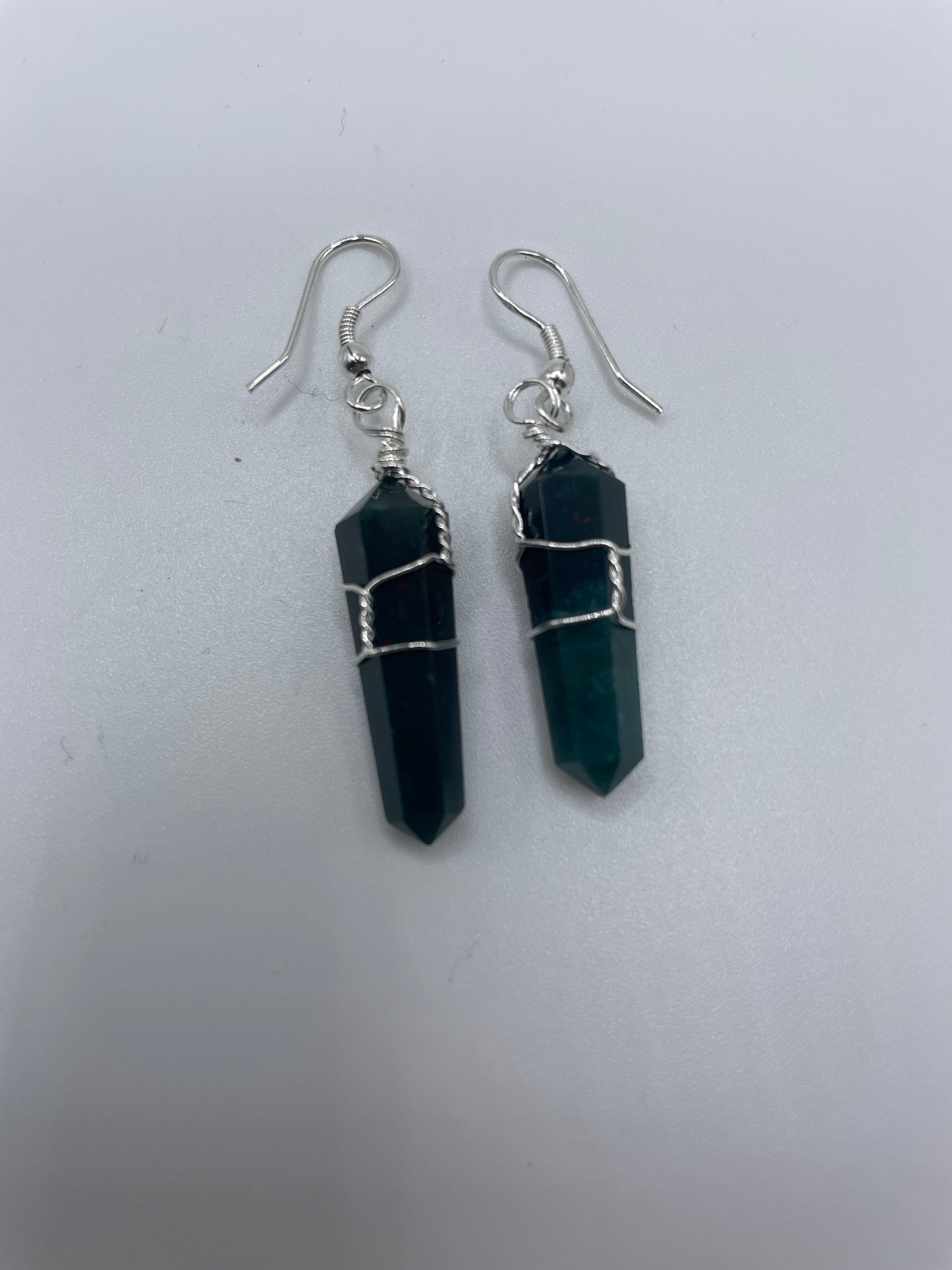 Blood Stone Wire Wrapped Earrings