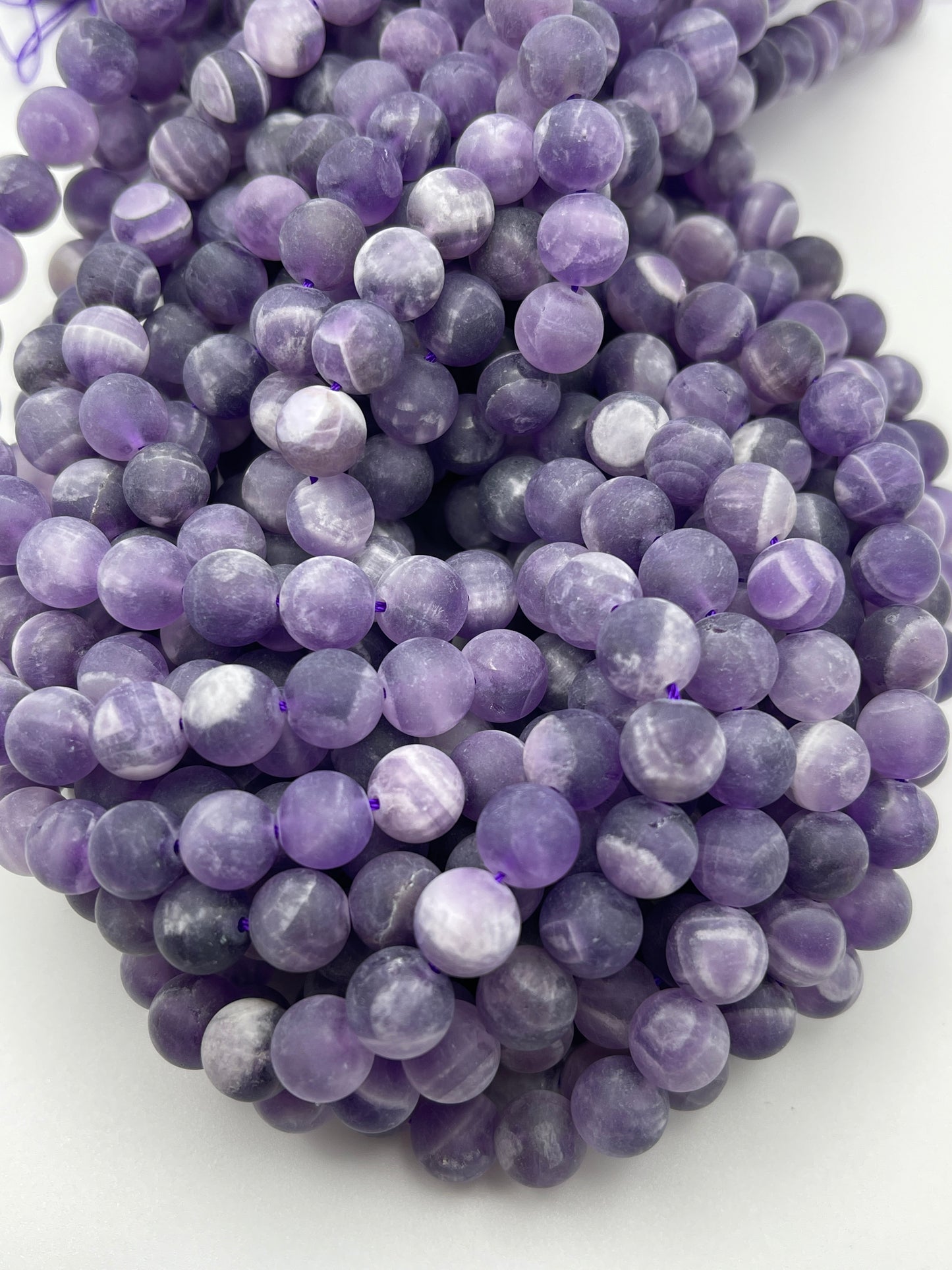 8mm Chevron Amethyst Matte Round
