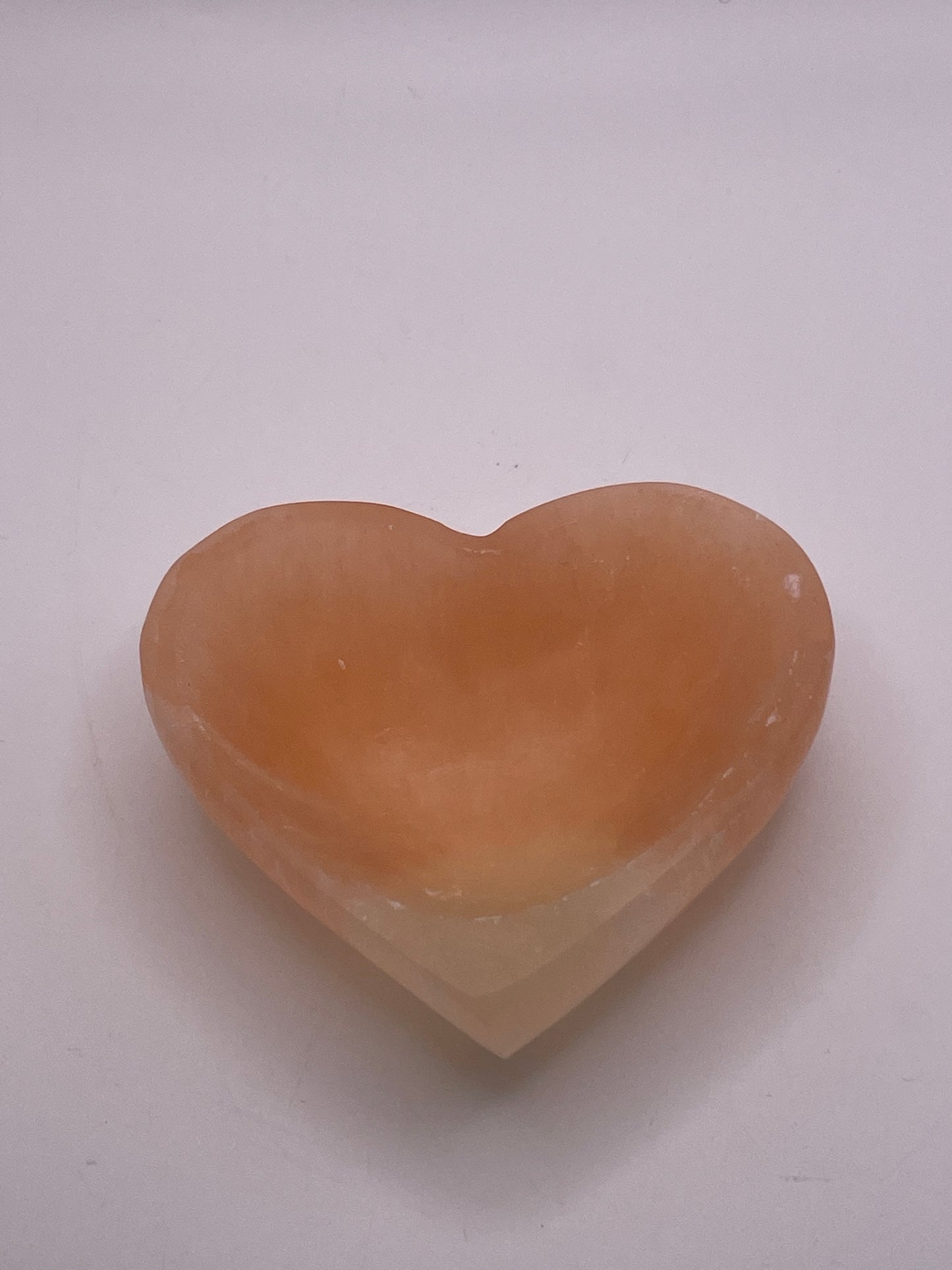 Peach Selenite Heart Bowl 4