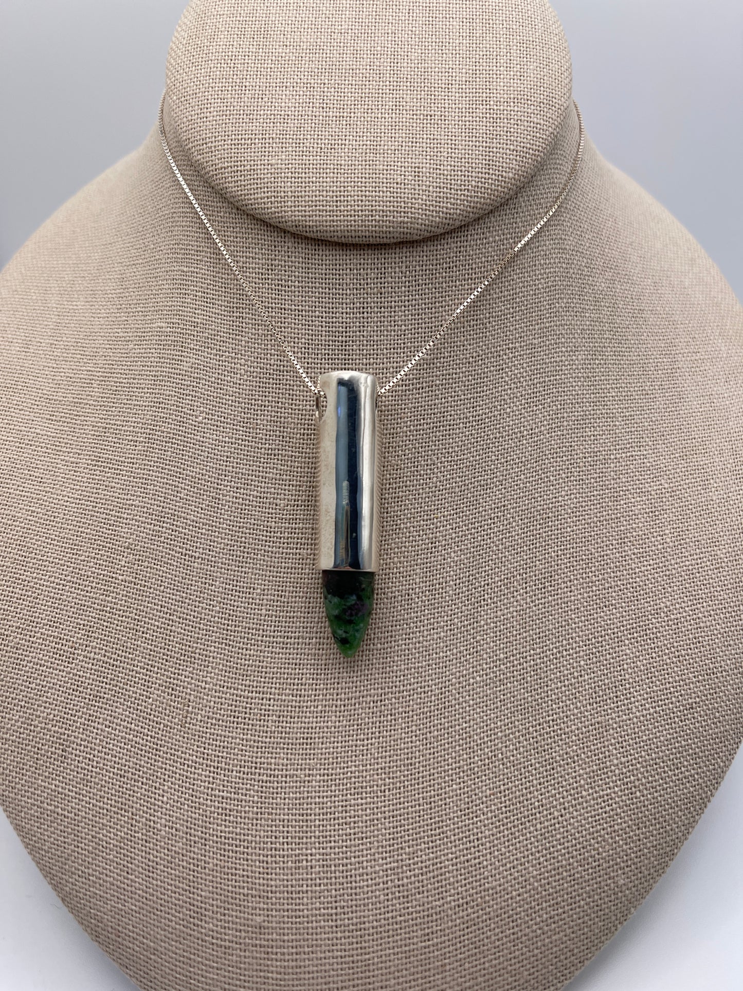 Ruby Zosite Bullet Sterling Silver Pendant