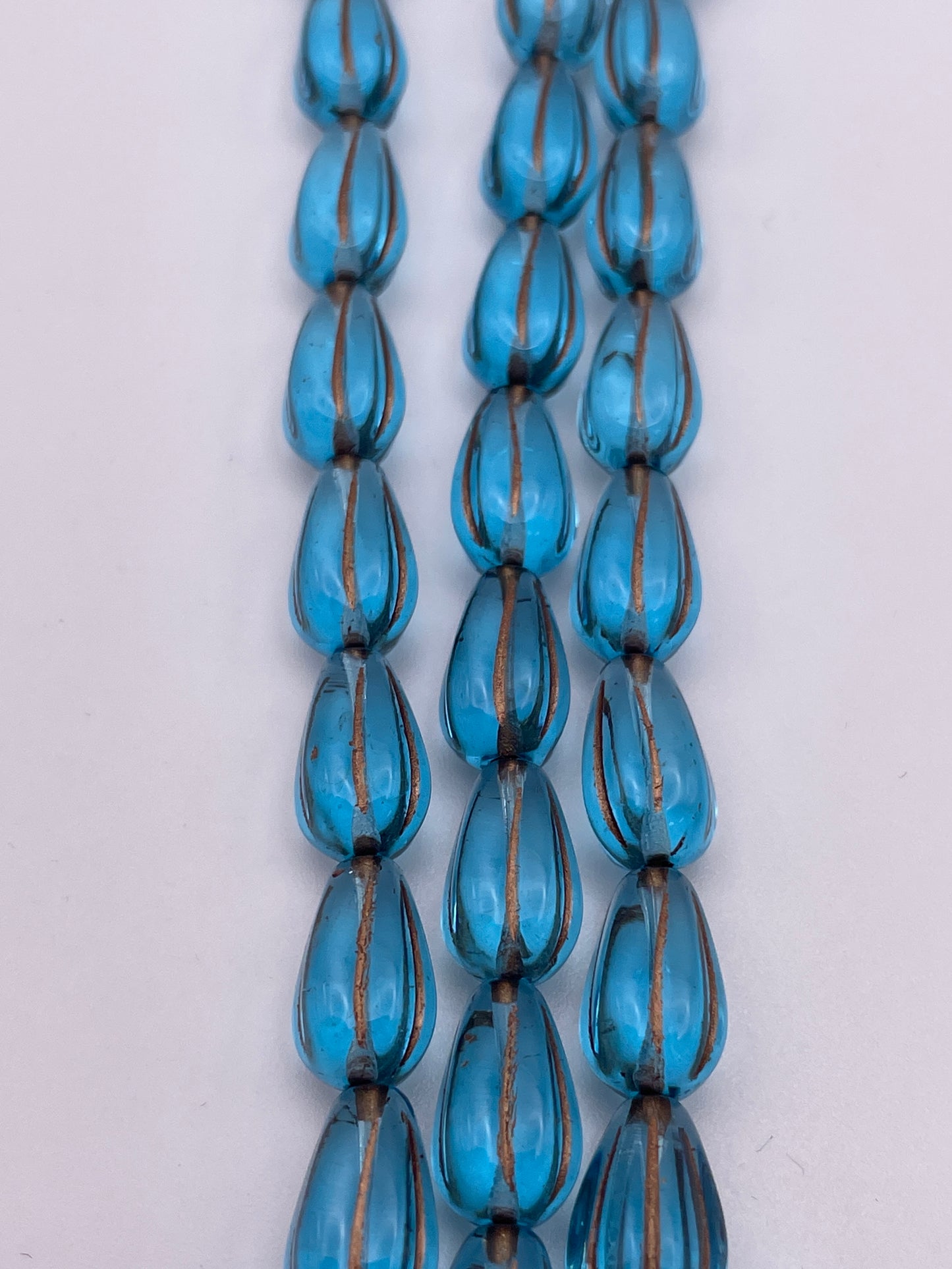 8mm Corrugated Pear Czech Bead Strand