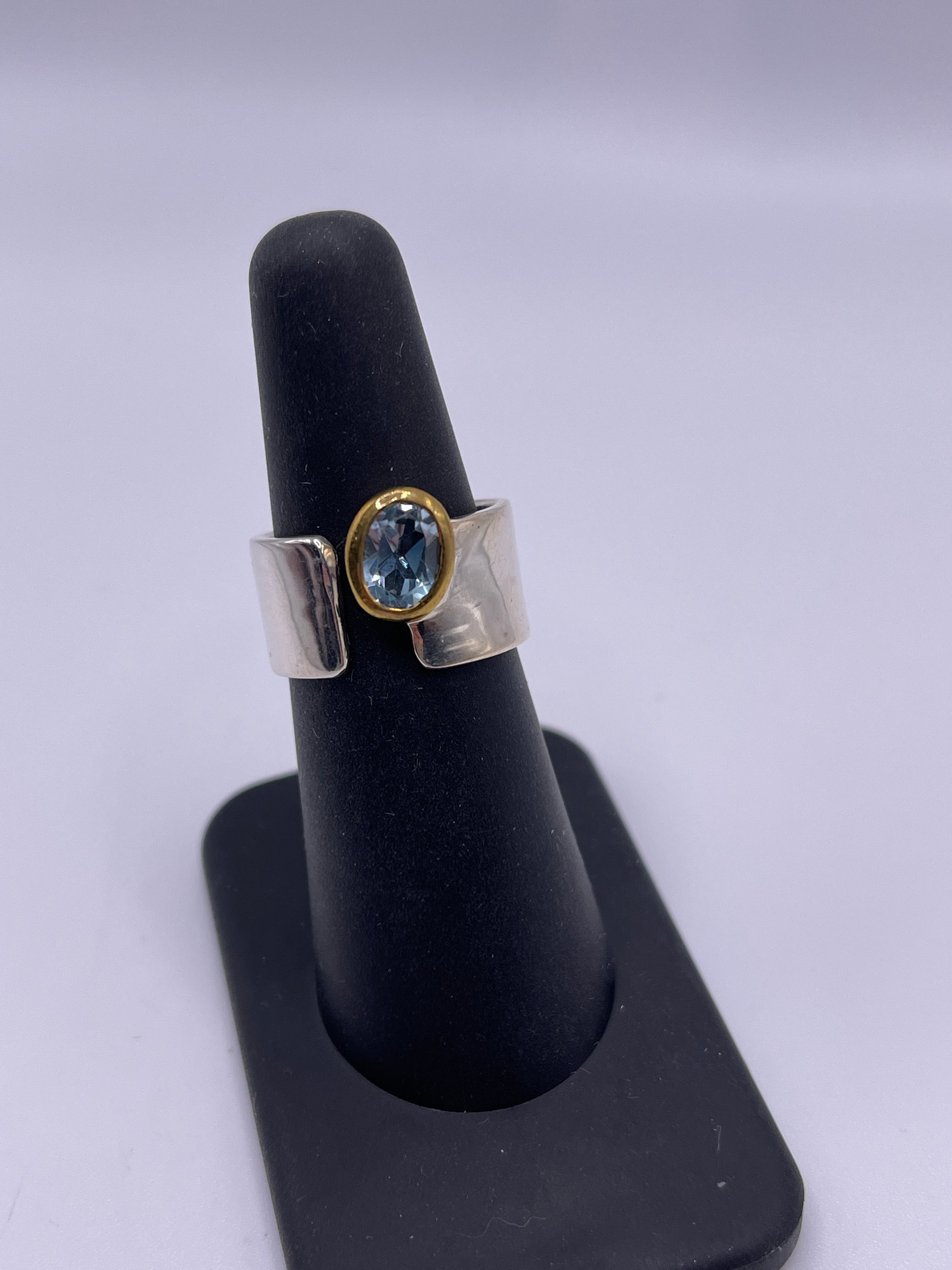 Blue Topaz Sterling Silver Vermeil Band