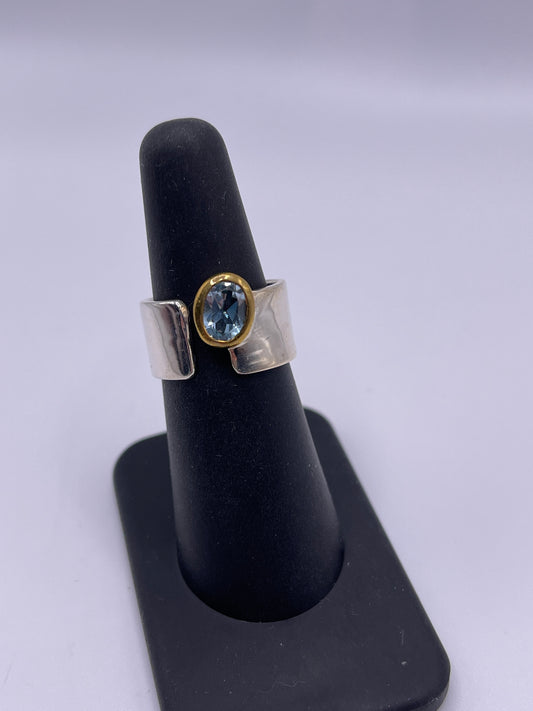 Blue Topaz Sterling Silver Vermeil Band