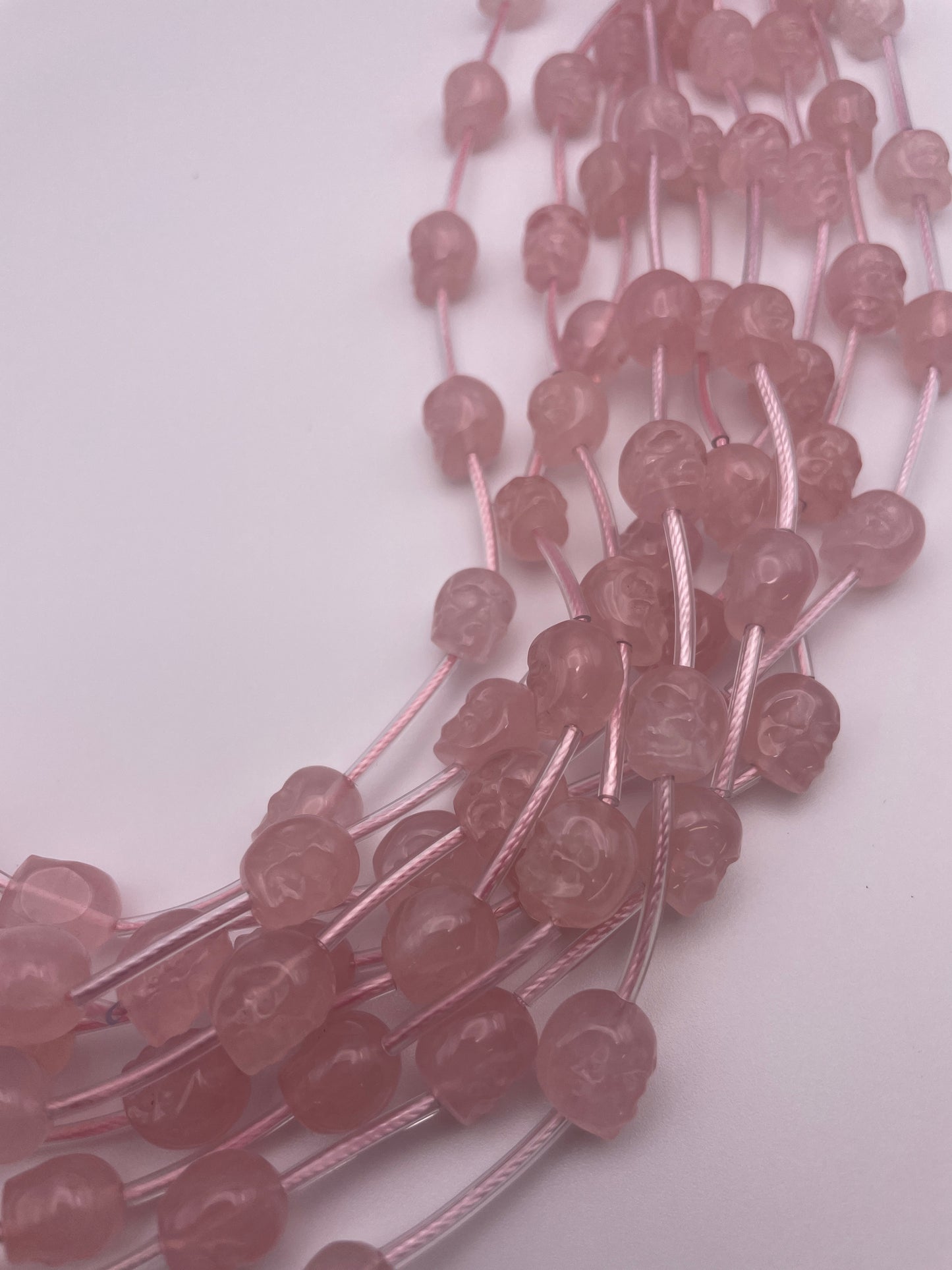 8mm Rose Quartz Skull Beads