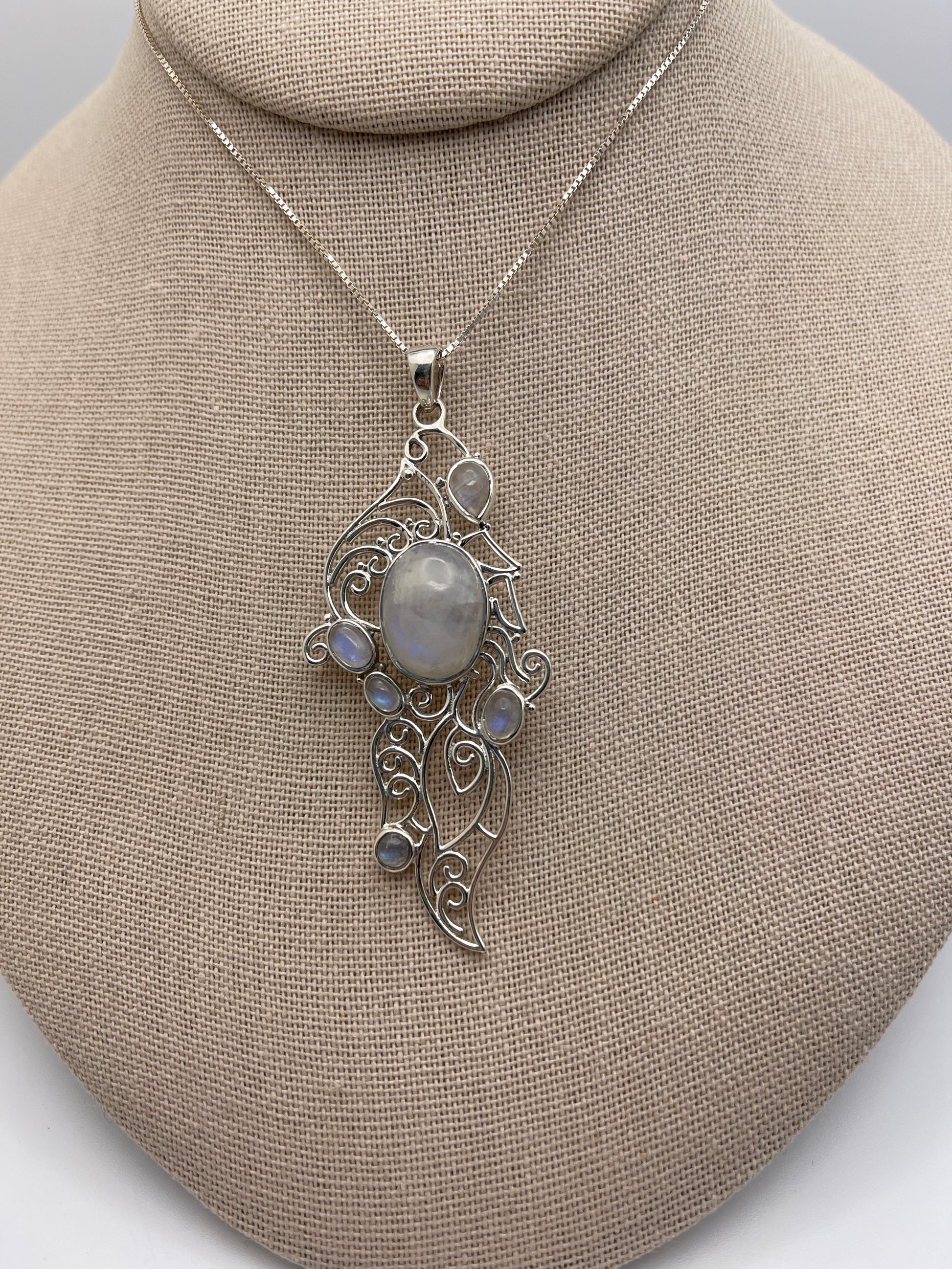Moonstone Ornate Sterling Silver Pendant