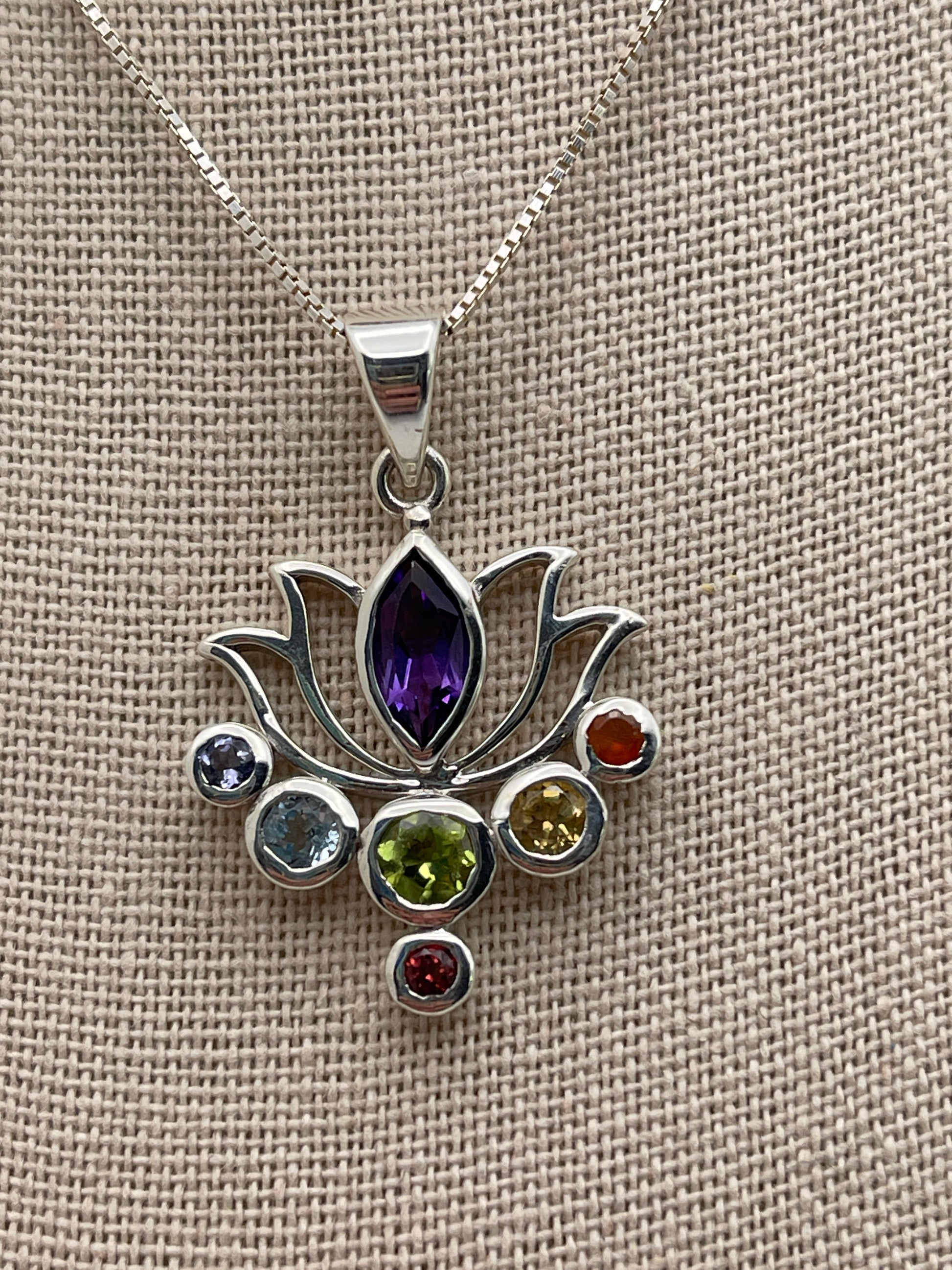 Chakra Lotus Sterling Silver Pendant