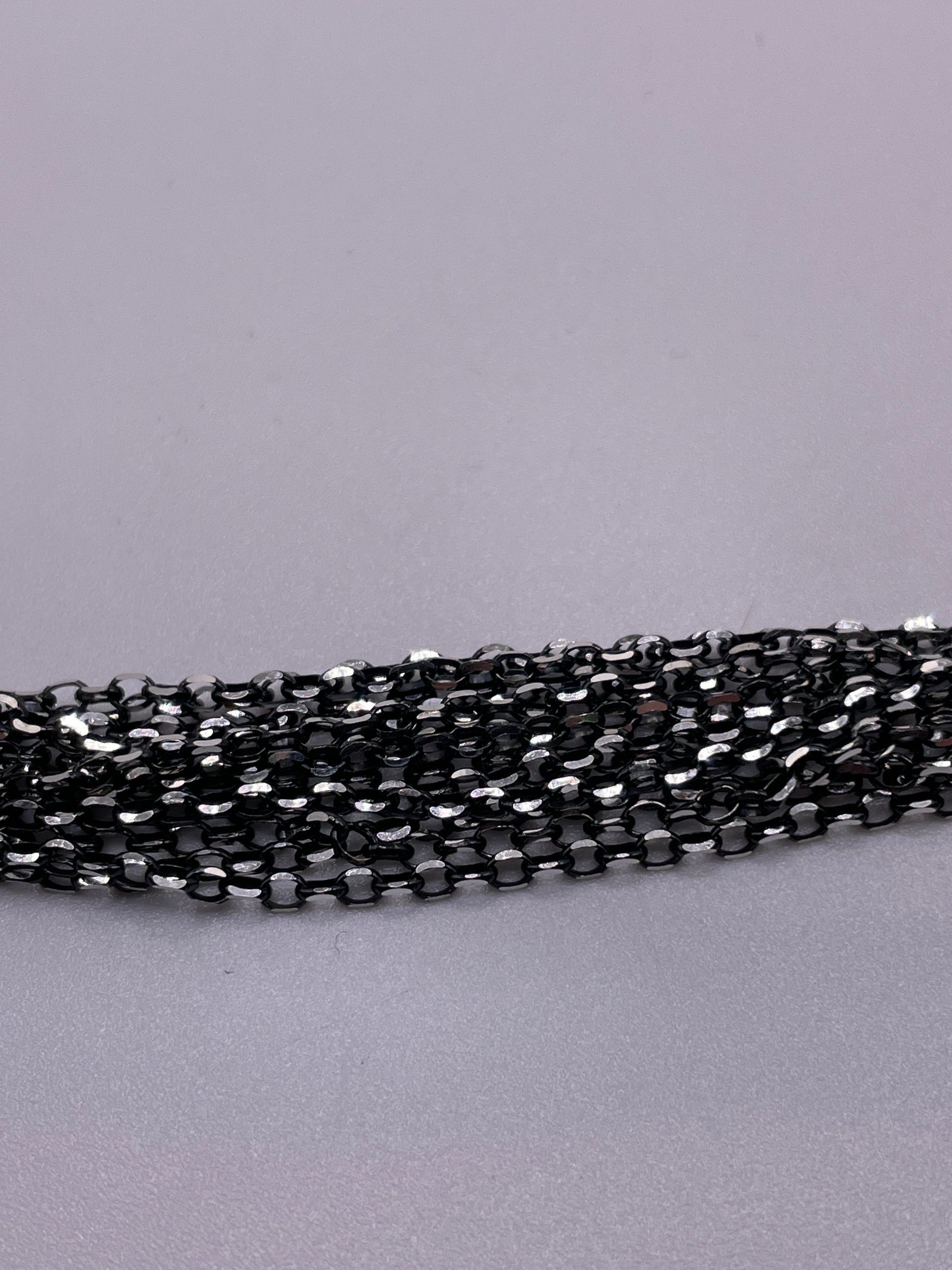 Rhodium & silver Roll Chain