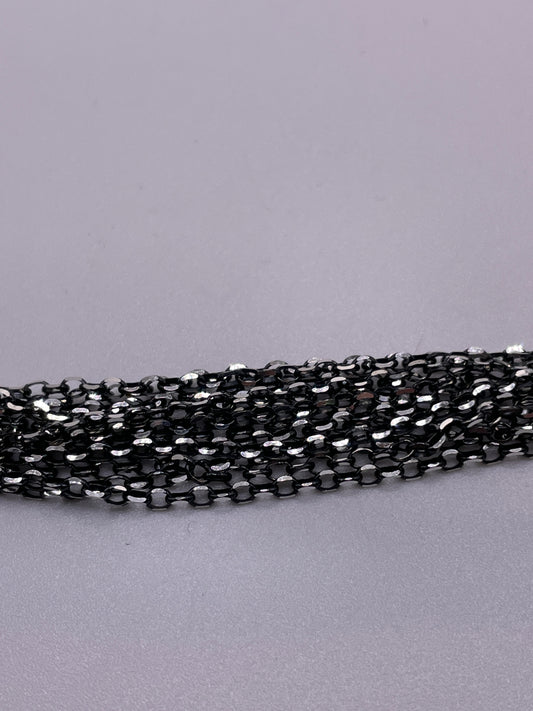 Rhodium & silver Roll Chain
