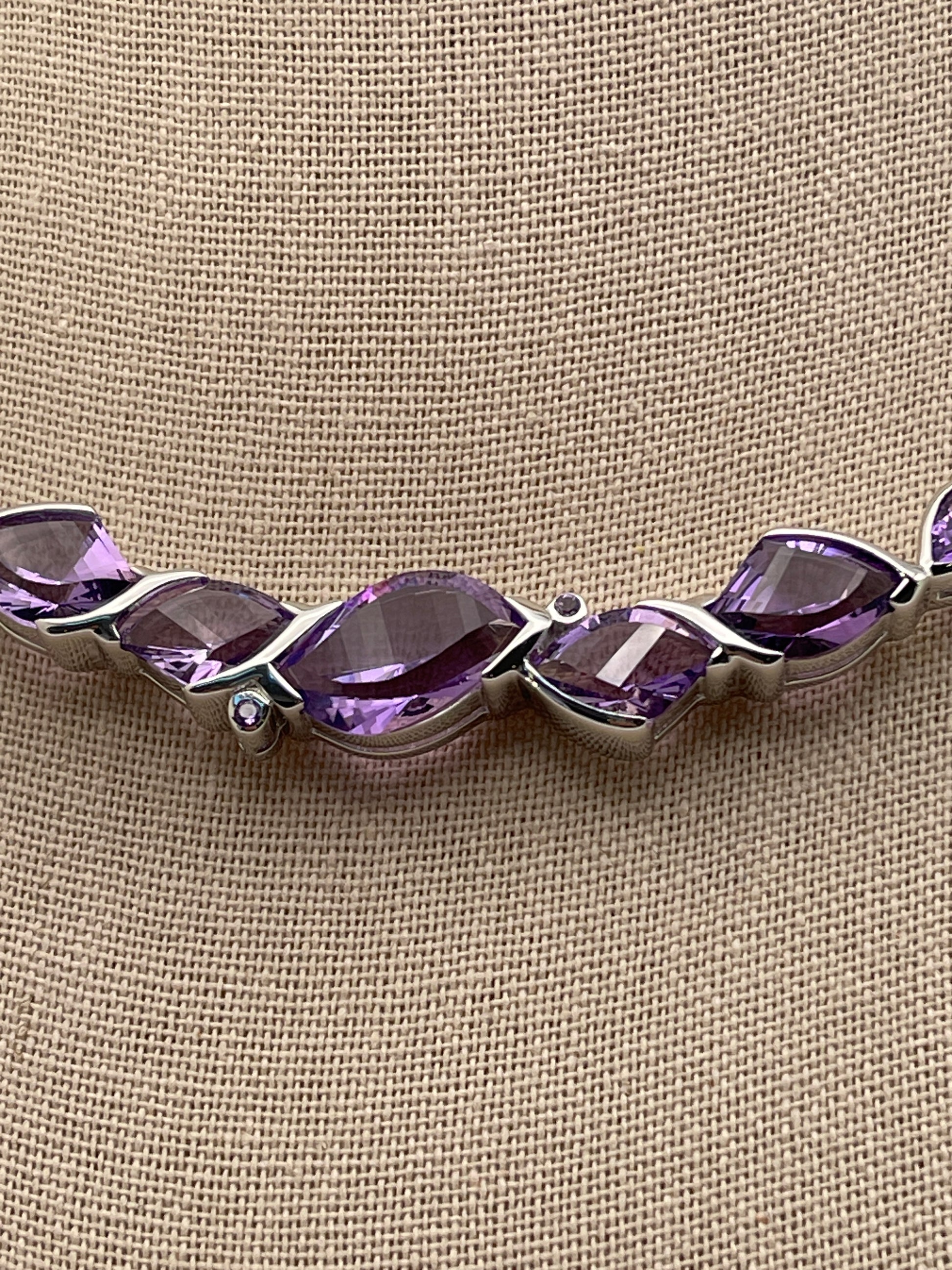 Amethyst Faceted Freeform Statement Necklace