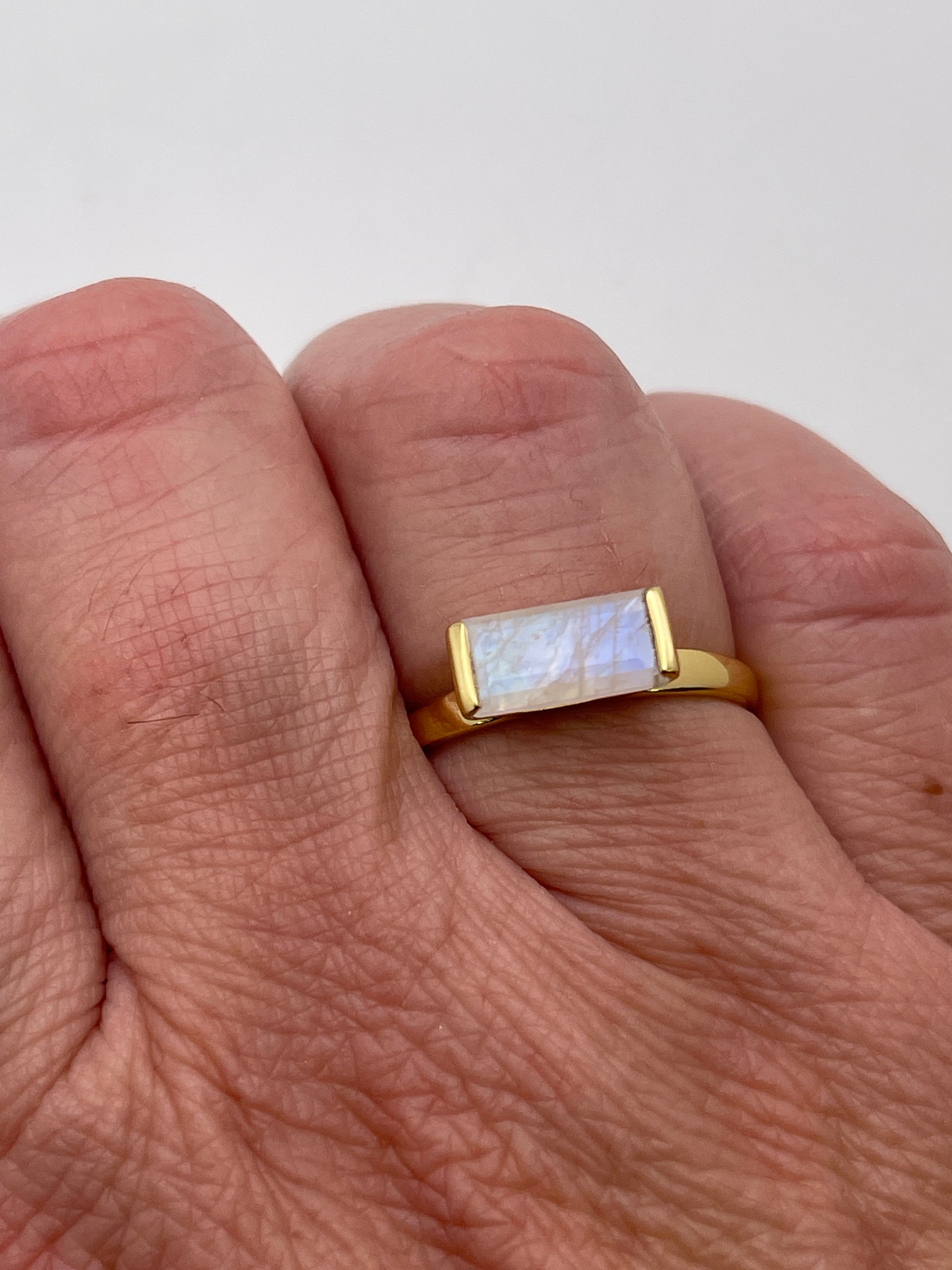 Moonstone Rectangle Vermeil Ring