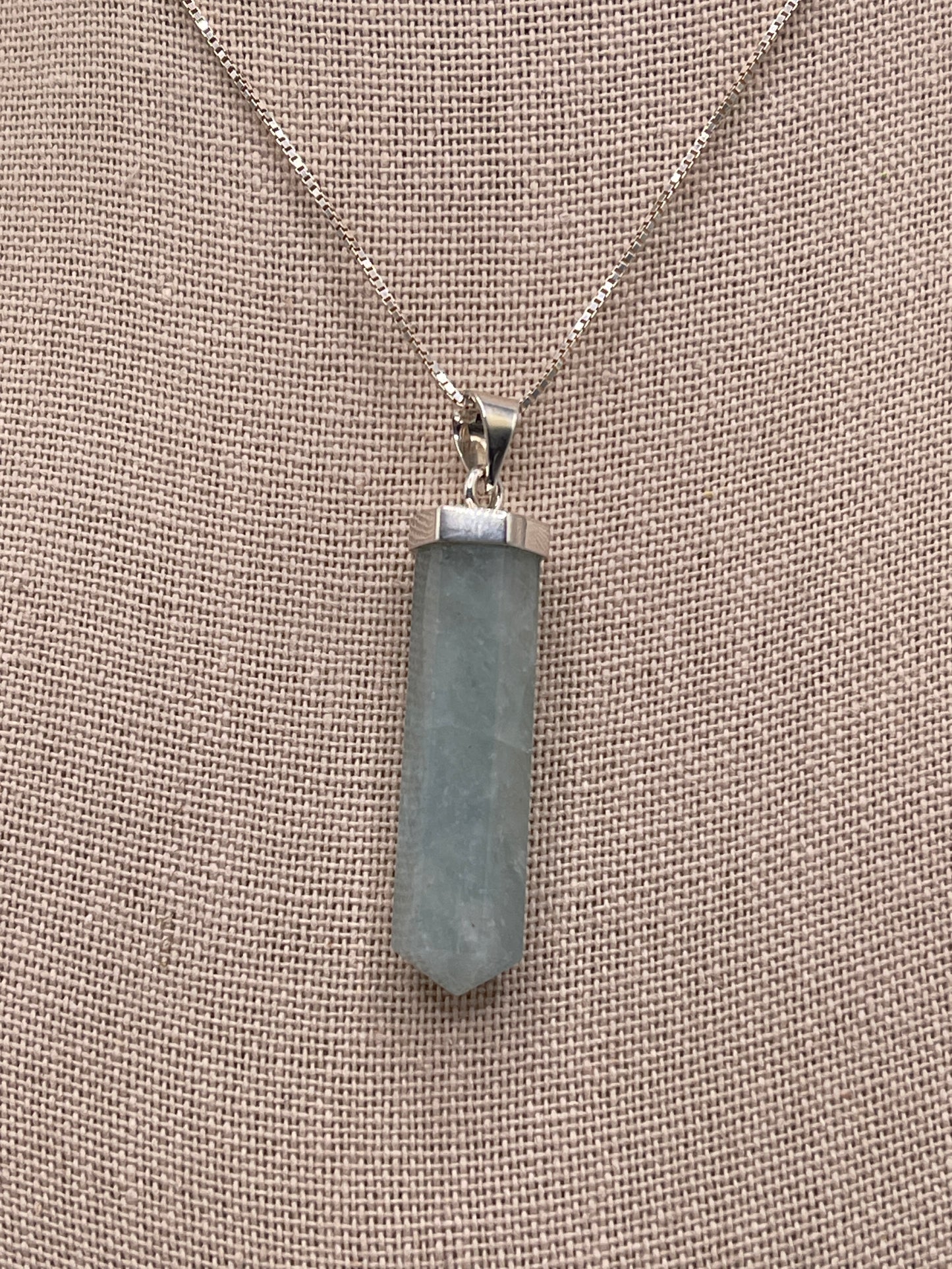 Aquamarine Point Sterling Silver Cap Pendant