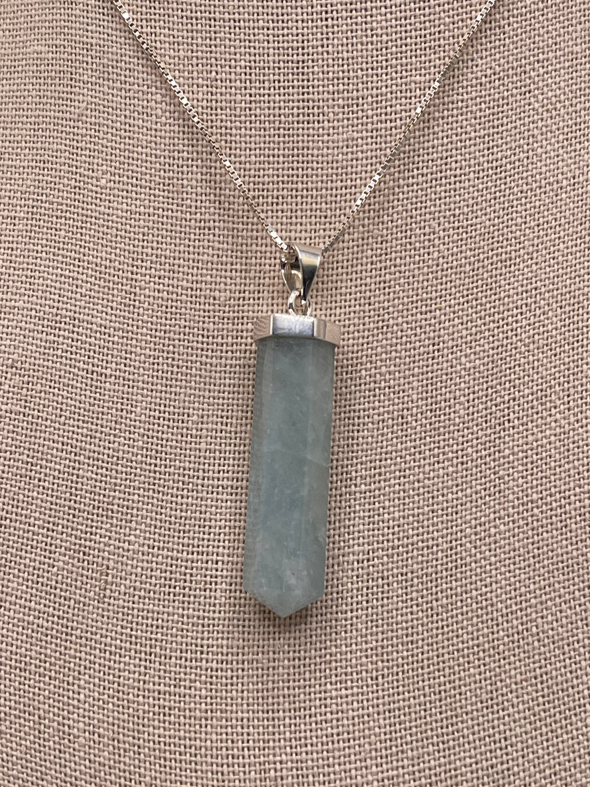 Aquamarine Point Sterling Silver Cap Pendant