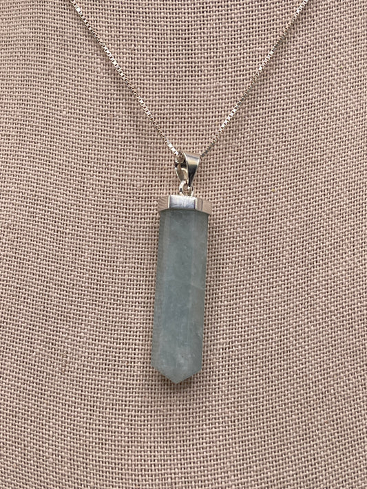 Aquamarine Point Sterling Silver Cap Pendant
