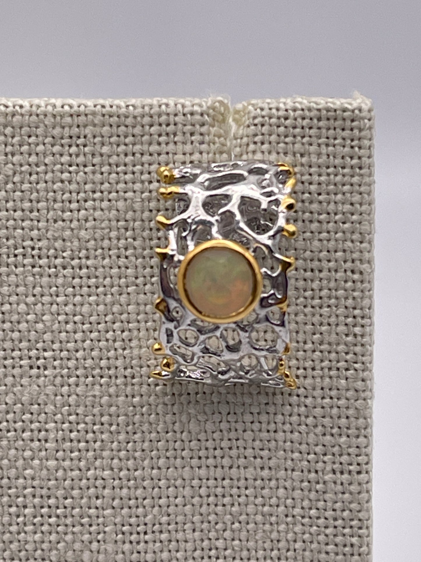 Ethiopian Faceted Opal Sterling Silver w Vermeil Earrings
