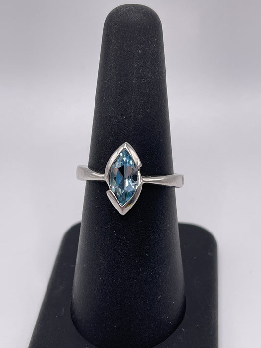 Blue Topaz Marquise Cut Sterling Silver Ring Size 7