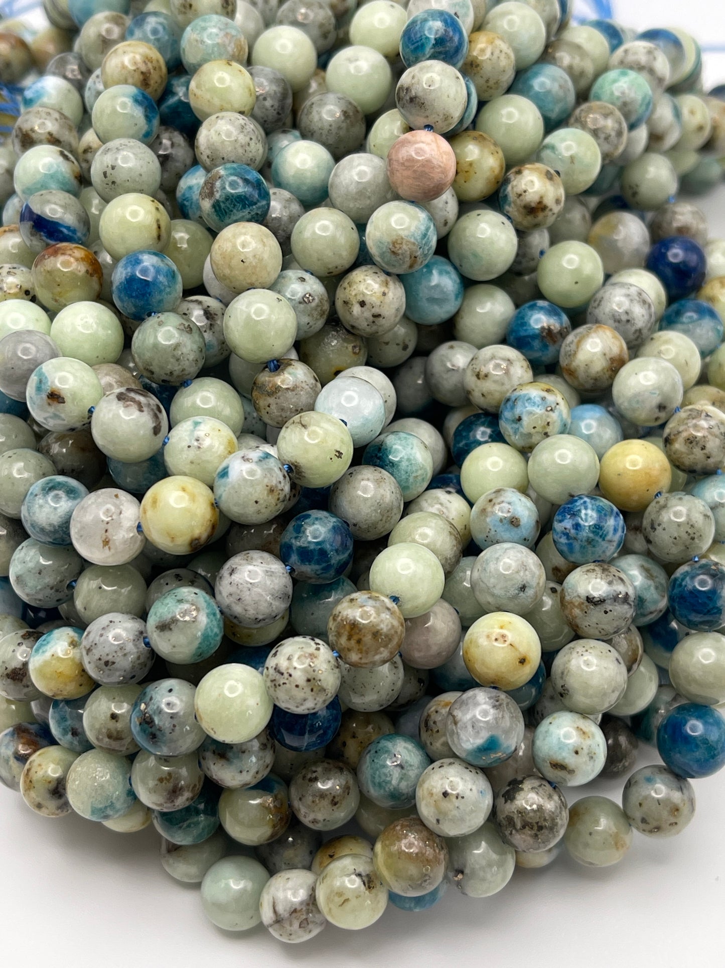 8mm Pyrite in Dioptase Round