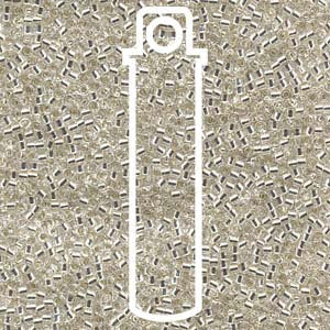 An abstract image showcasing a pattern of small rectangular elements in shades of gray and white. A larger, hollow rectangle with a circular top, highlighted in the color reminiscent of the DELICA BD SILVER LINED CRYSTAL APRX 7.2 GM DB041-TB, distinctly stands out against the intricate background.