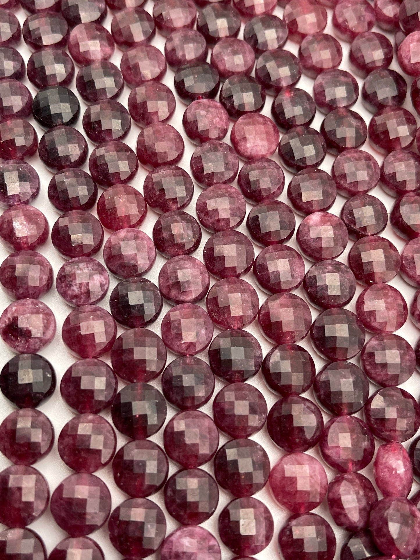 10mm Faceted Coin Dyed Ruby Jade.