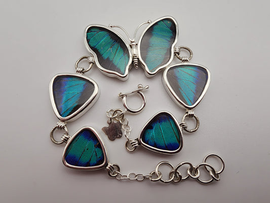 SS Butterfly 5 Bead Bracelet