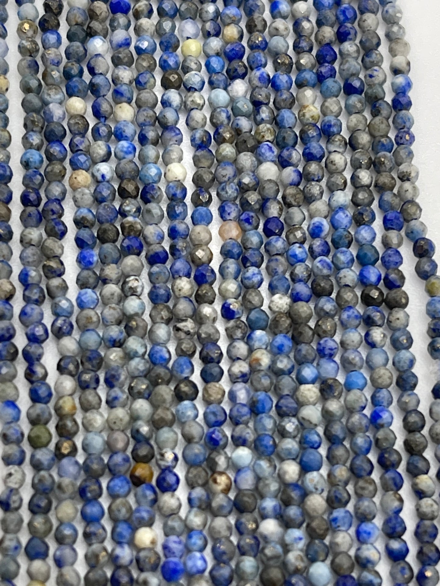 2mm Micro Faceted Lapis Lazuli Bead Strand.