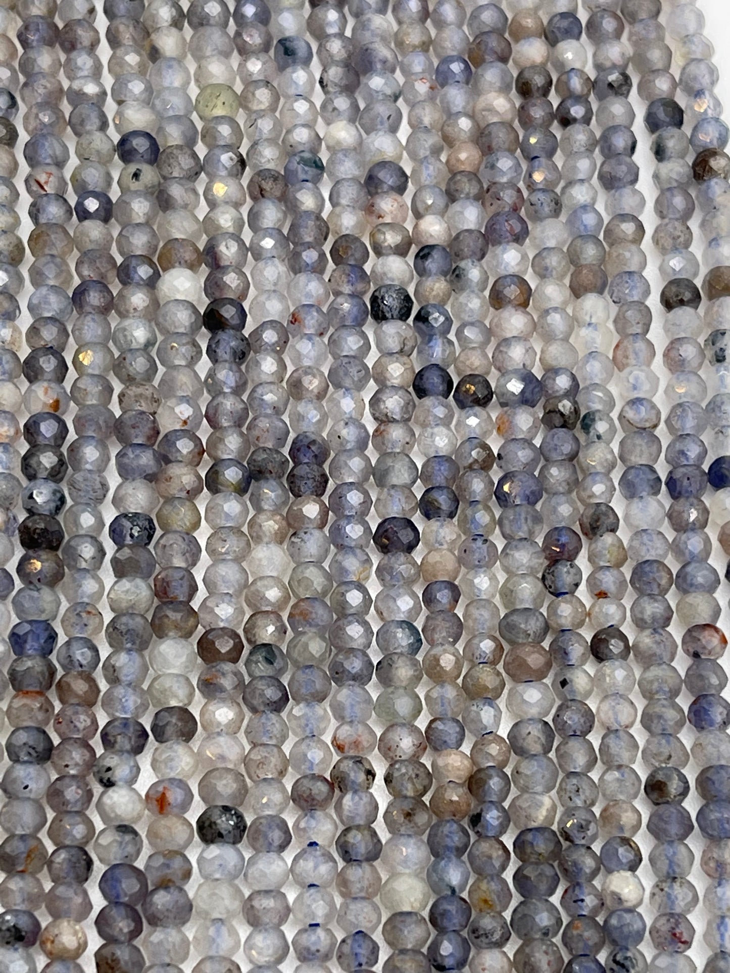 3mm Faceted Iolite Round Bead Strand.