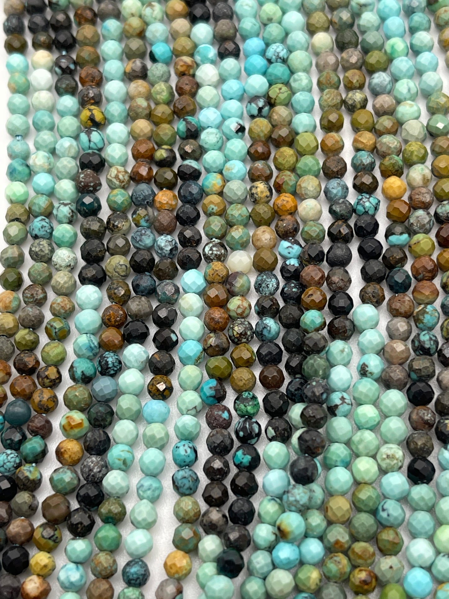3mm Faceted Turquoise Bead Strand.
